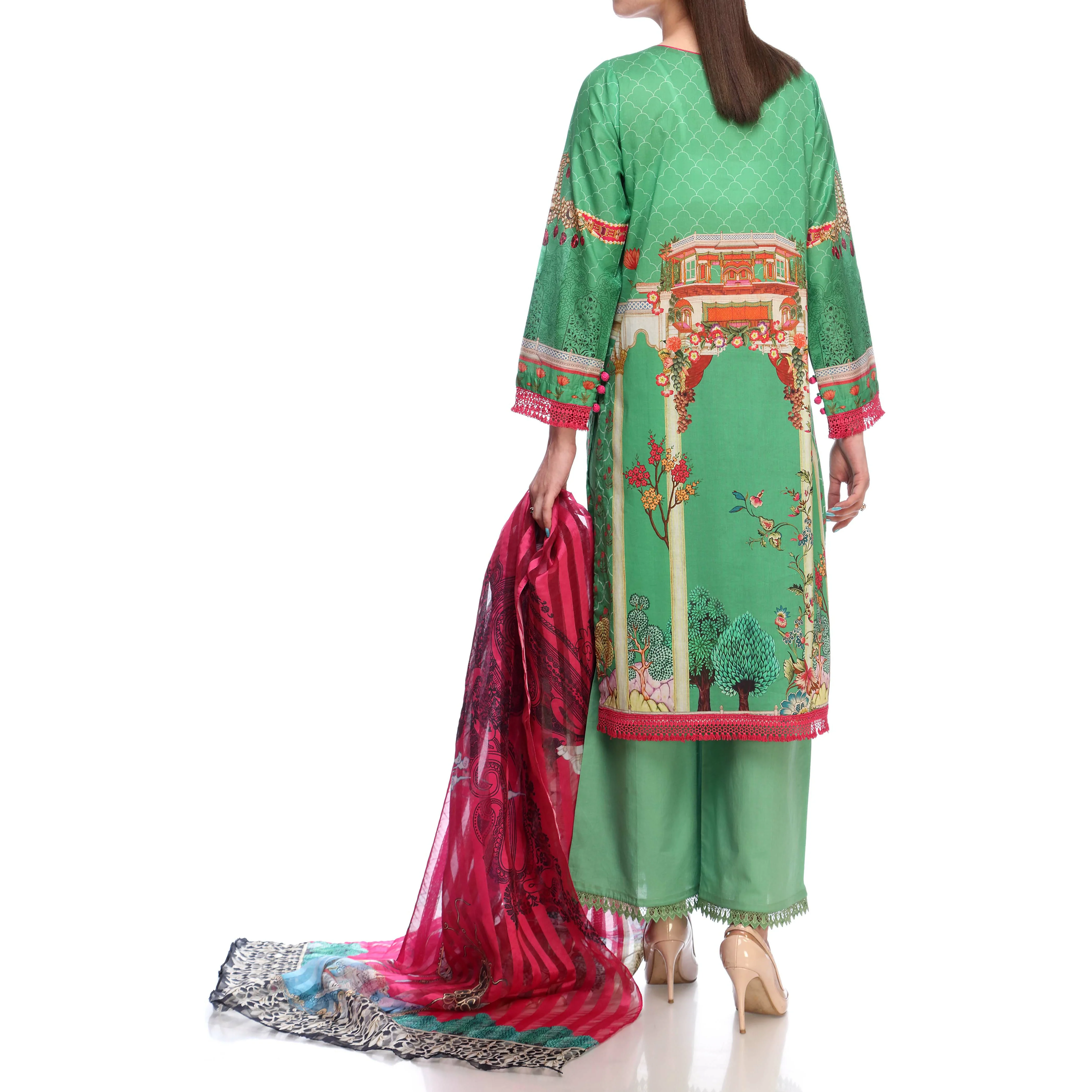 3PC- Digital Printed Lawn Suit Embroidered PS2200 - Image 3