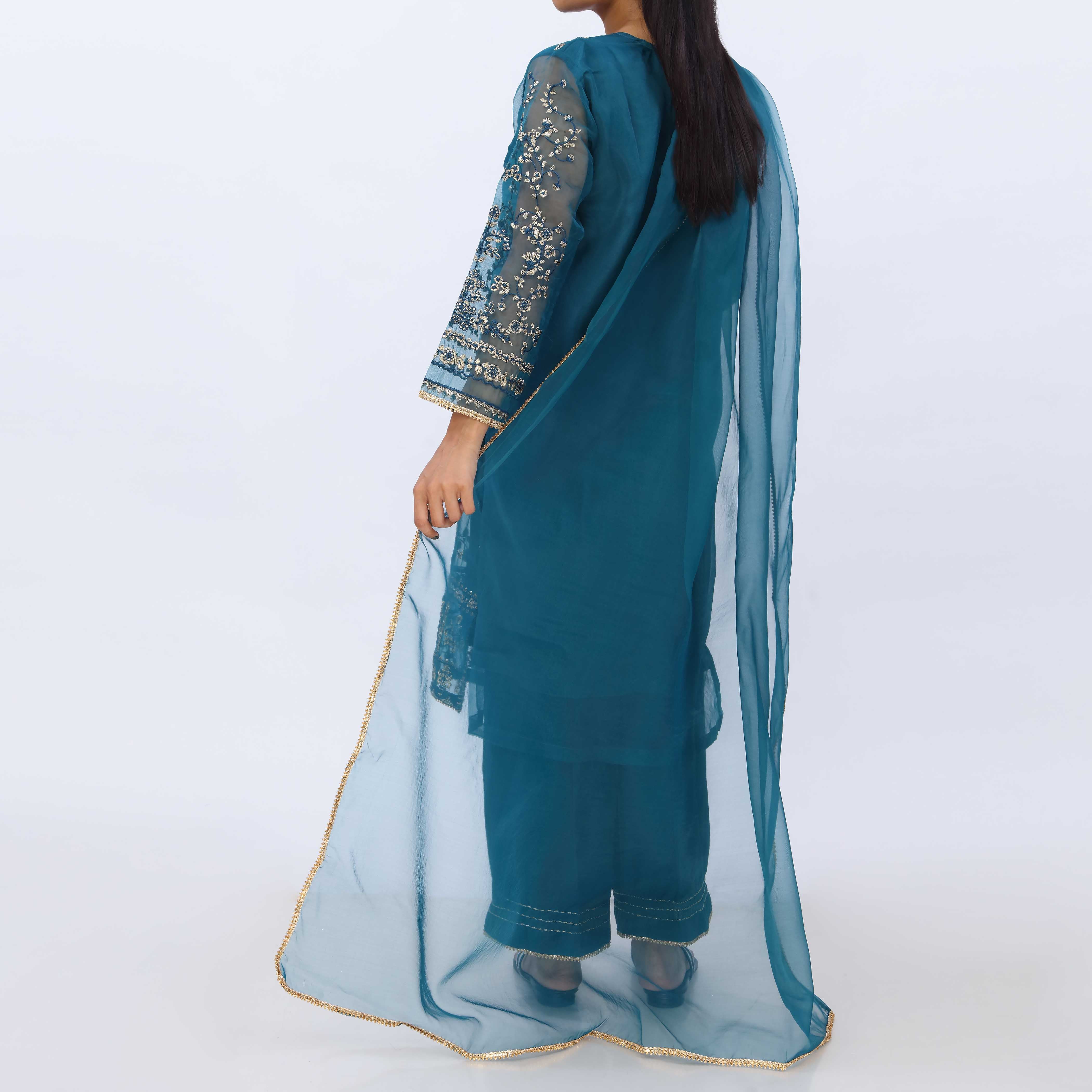 3PC- Dyed Organza Suit PS5226 - Image 5