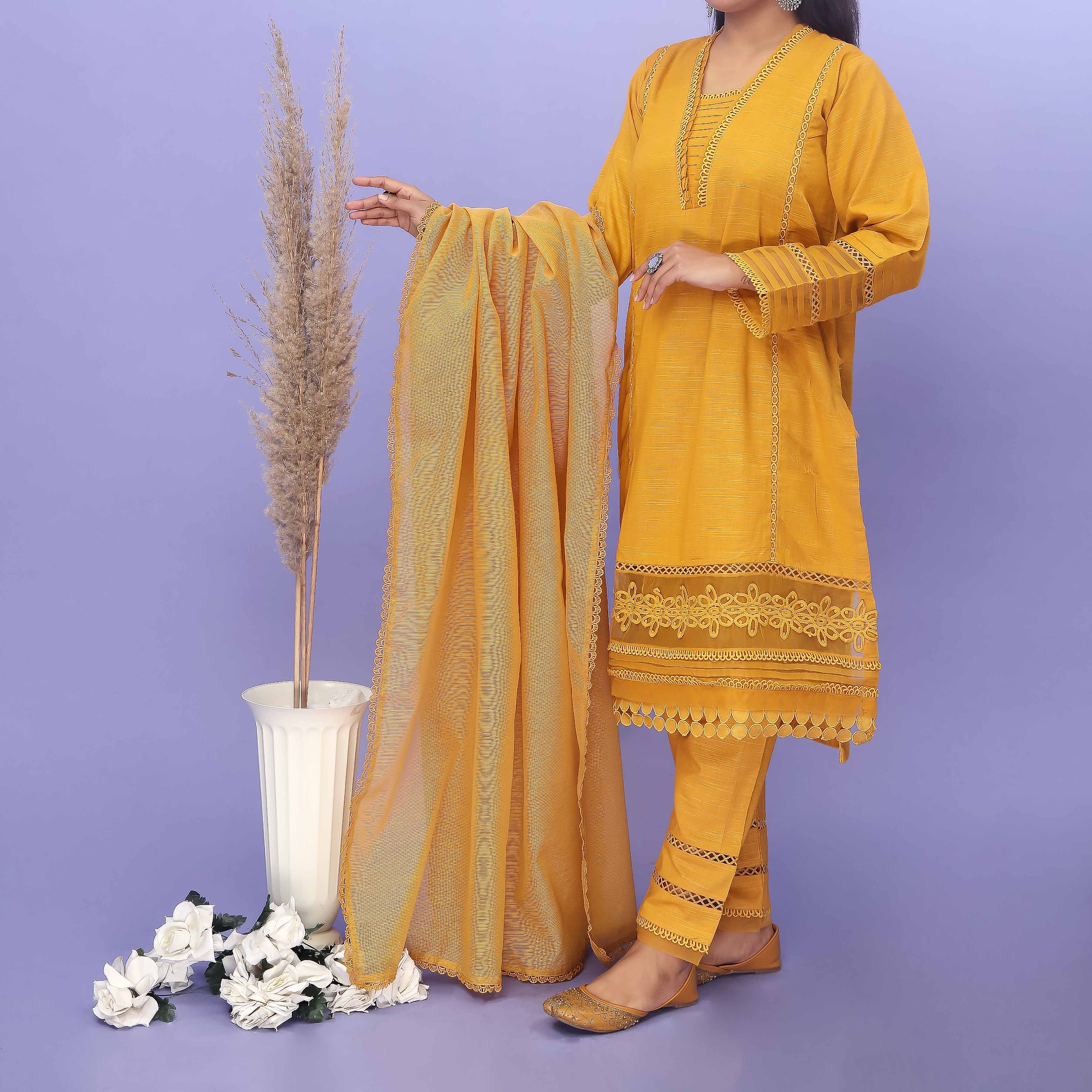 3PC- Embellished Khaddar Suit PW4110 - Image 2