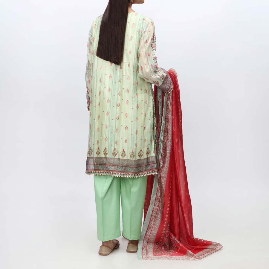 3PC- Embellished Tussar Silk Suit PW3203 - Image 6
