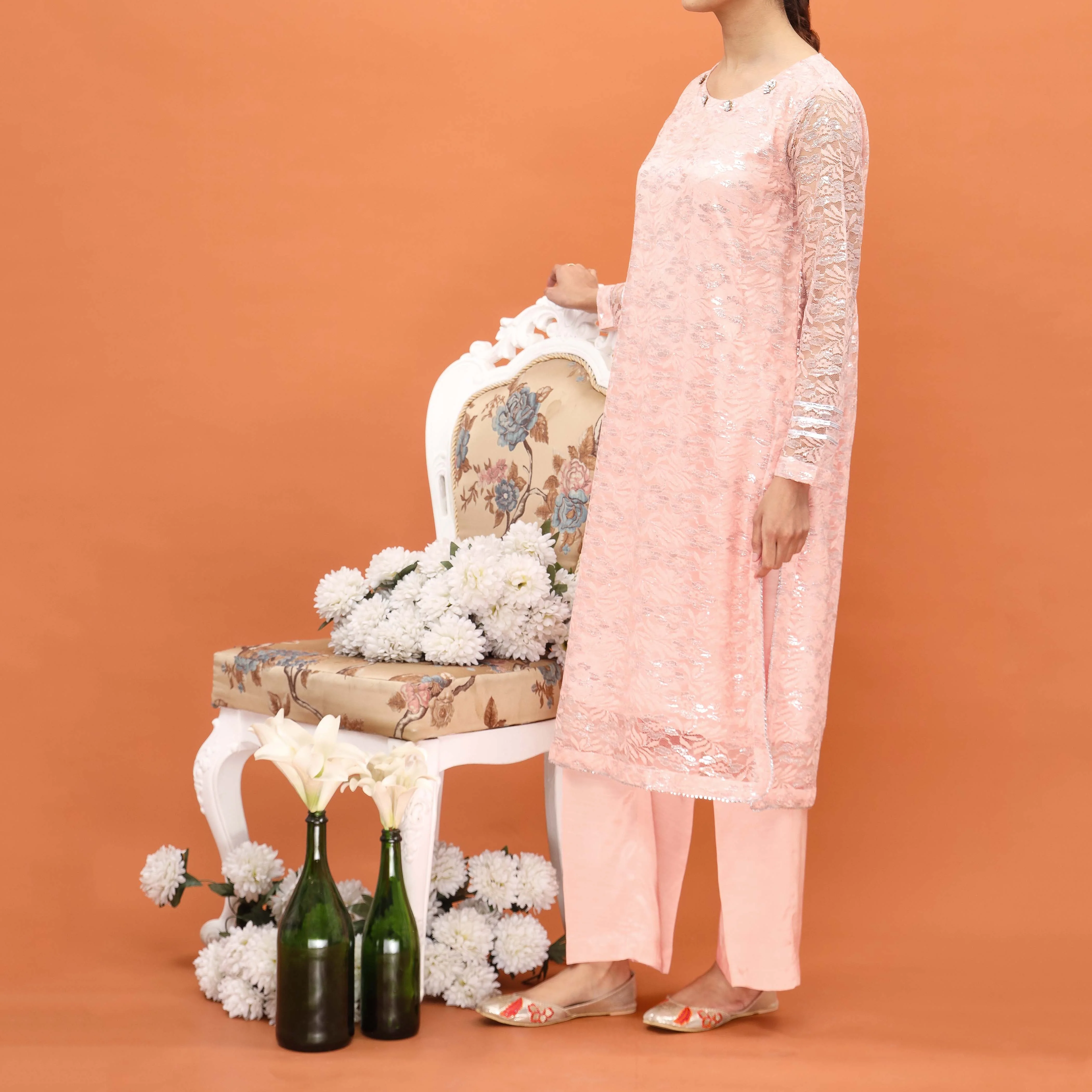 2PC- Embellsihed Net Co-ord Set PF5004 - Image 2