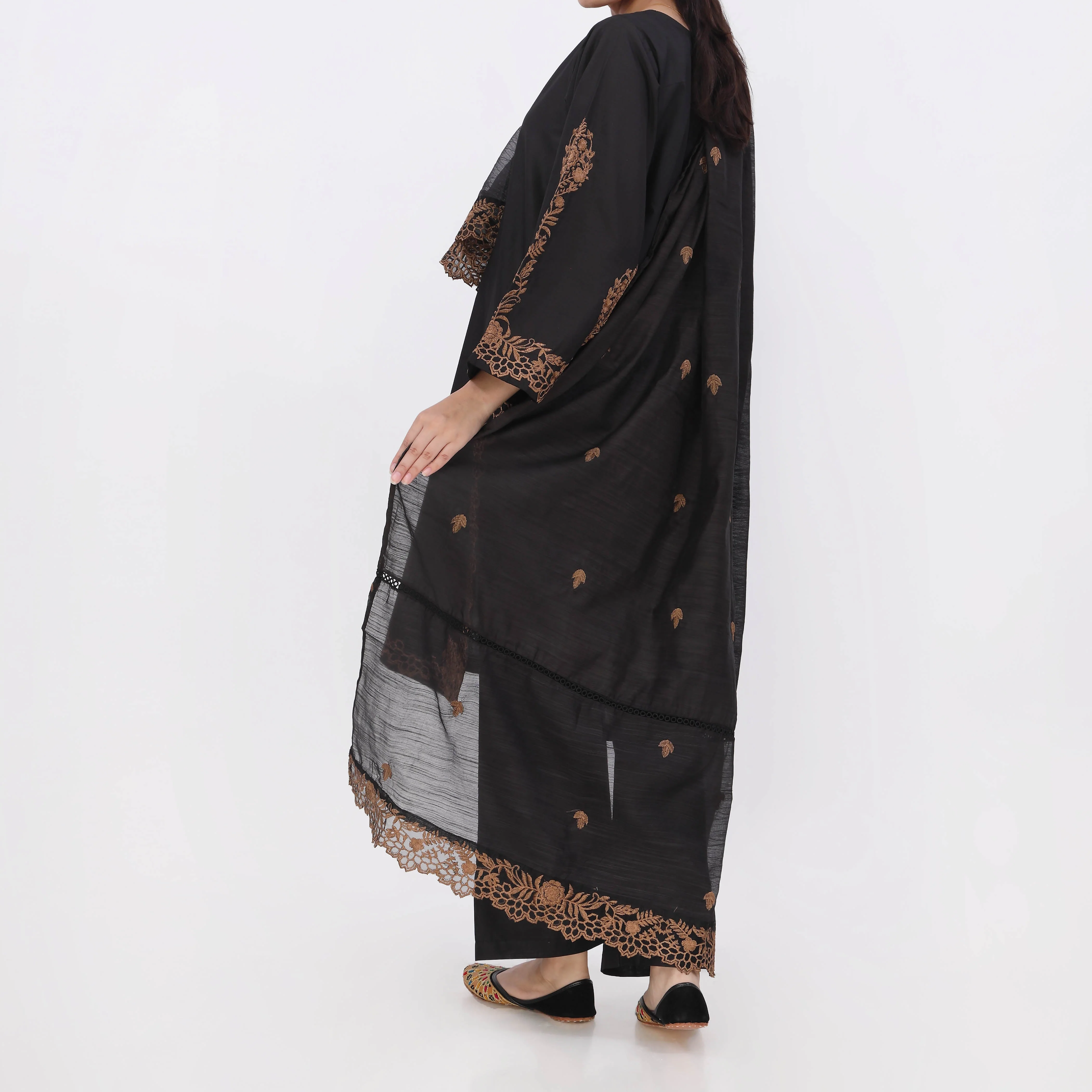 3PC - Embroiderd Cotton Cambric Suit PS5502 - Image 5
