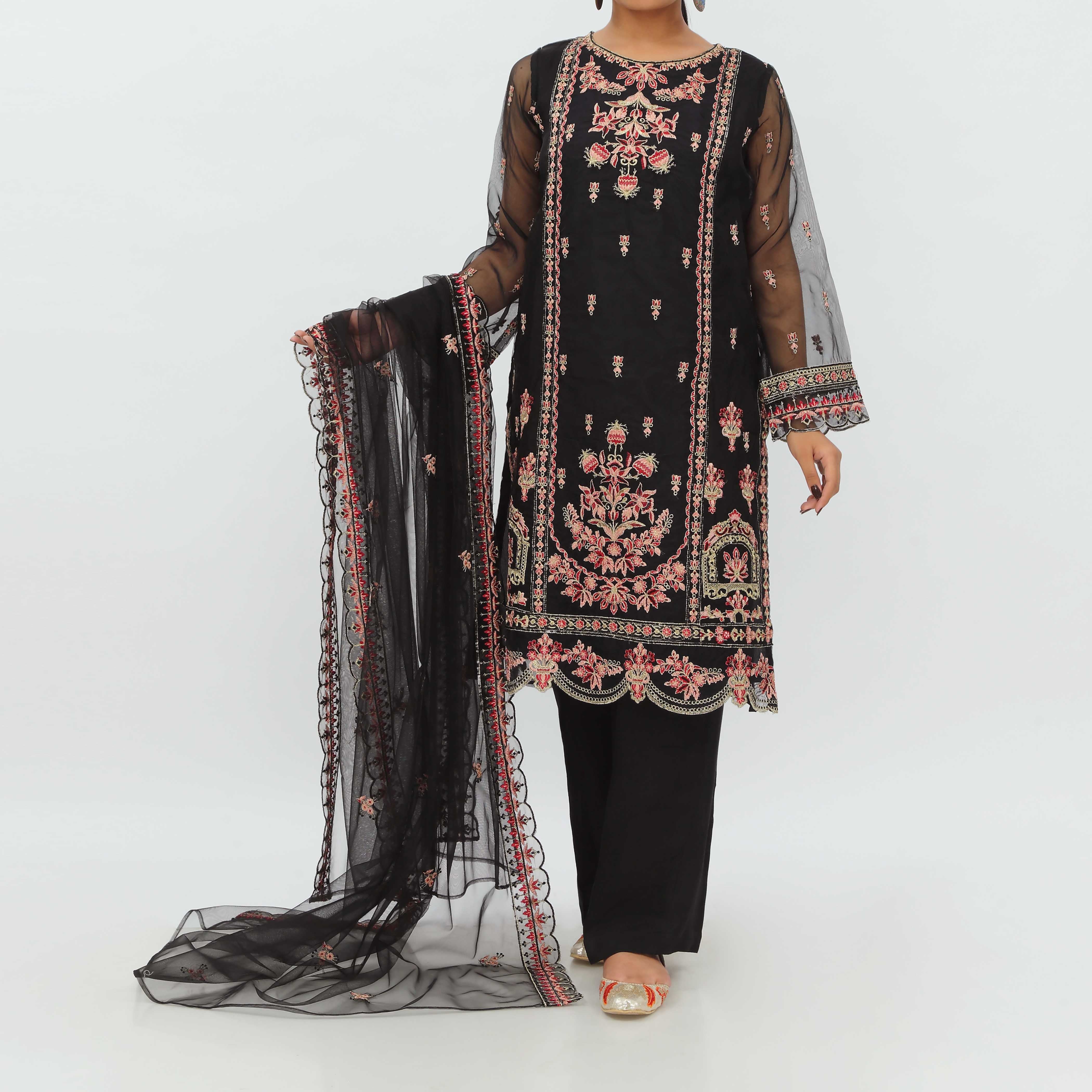 3PC- Embroiderd Organza Suit PS5191 - Image 2