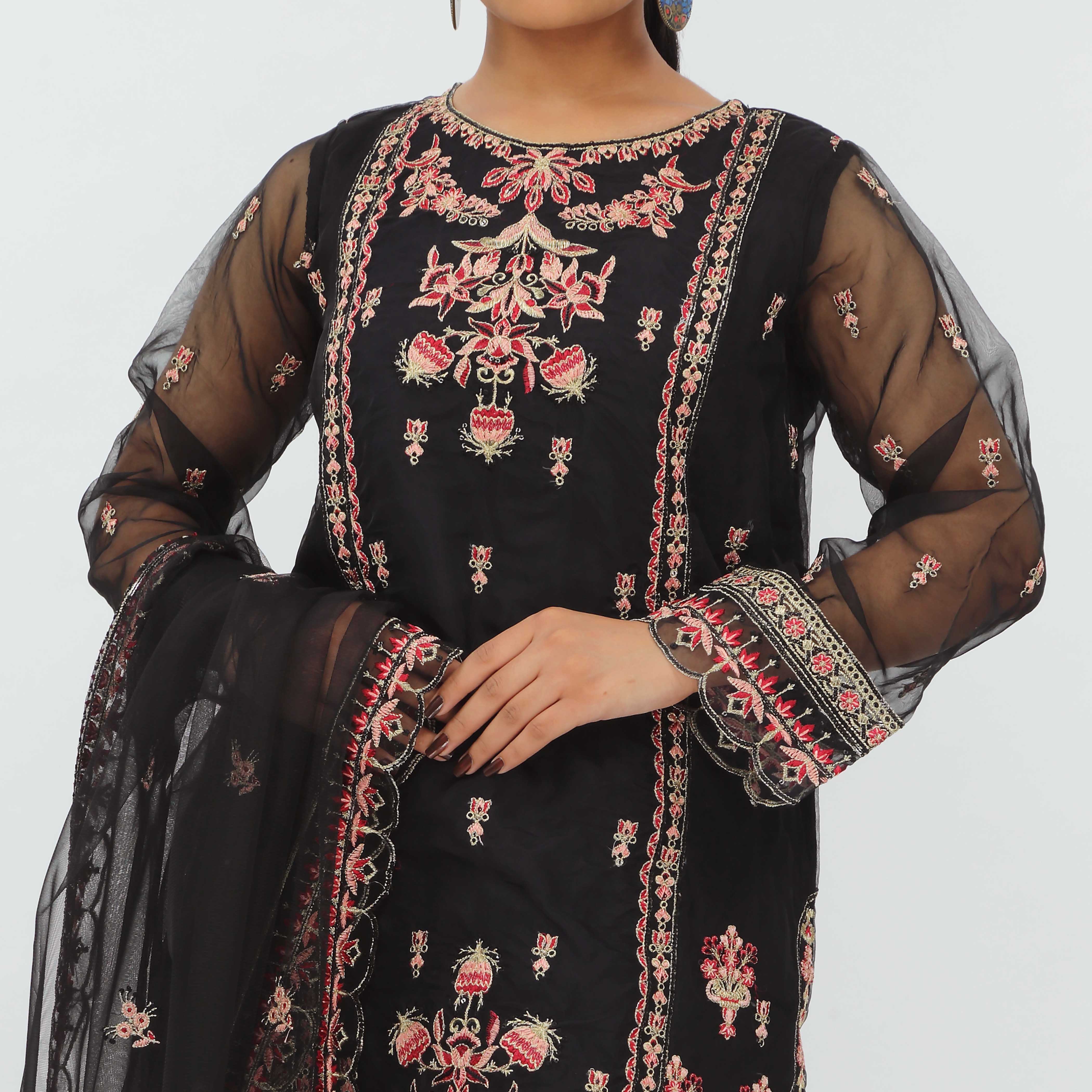3PC- Embroiderd Organza Suit PS5191 - Image 3