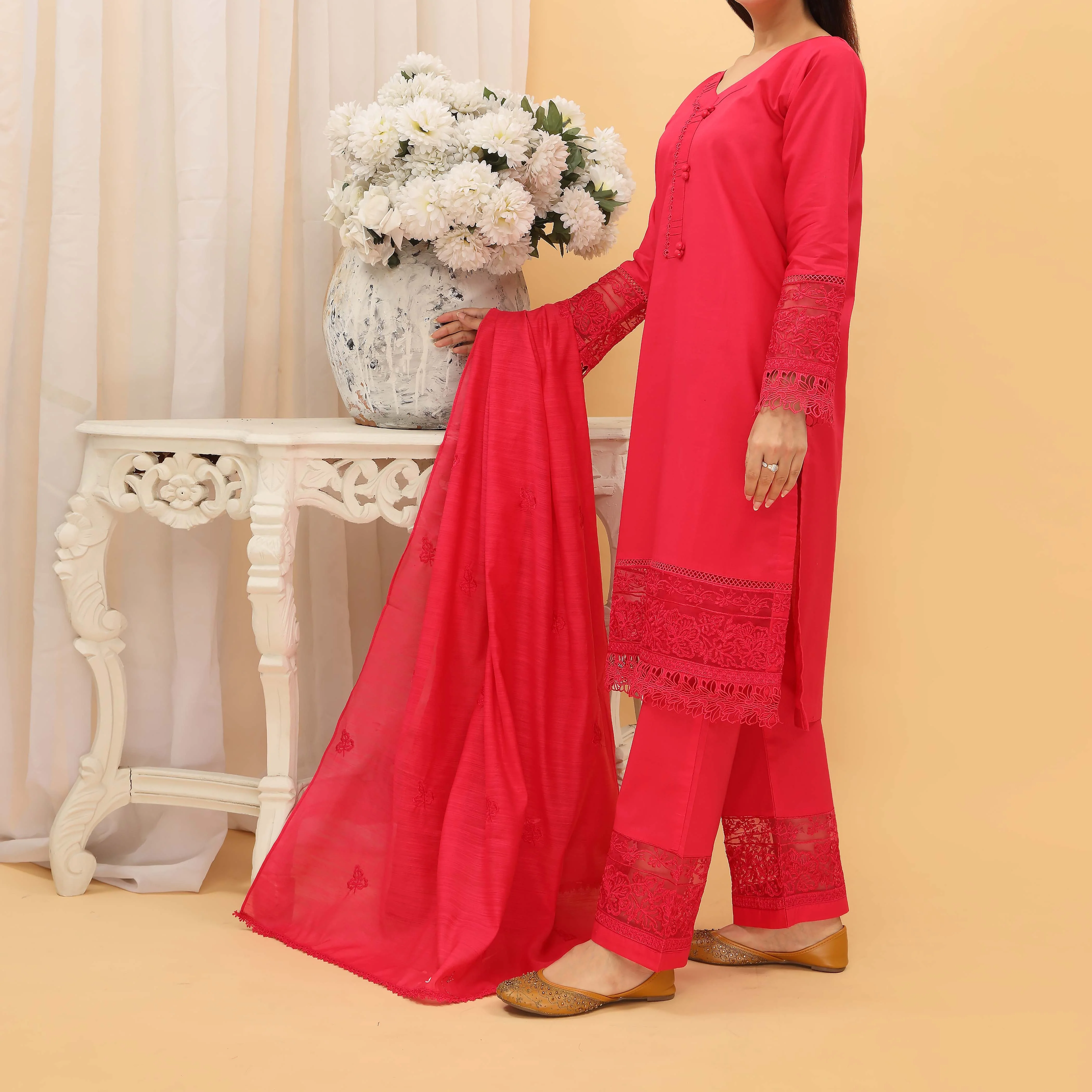 3PC- Embroidered Cambric Suit PS5140 - Image 3