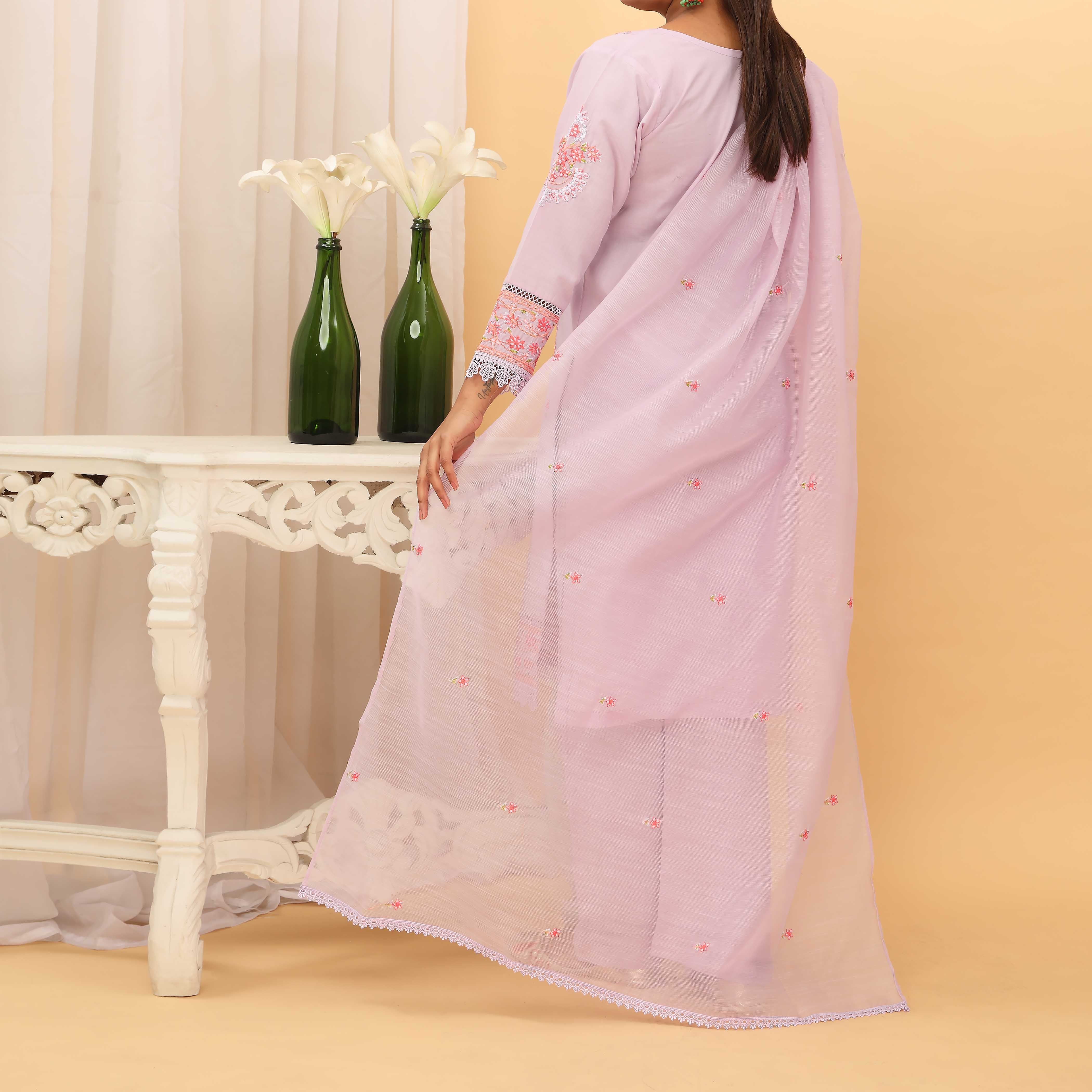 3PC- Embroidered Cambric Suit PS5144 - Image 3
