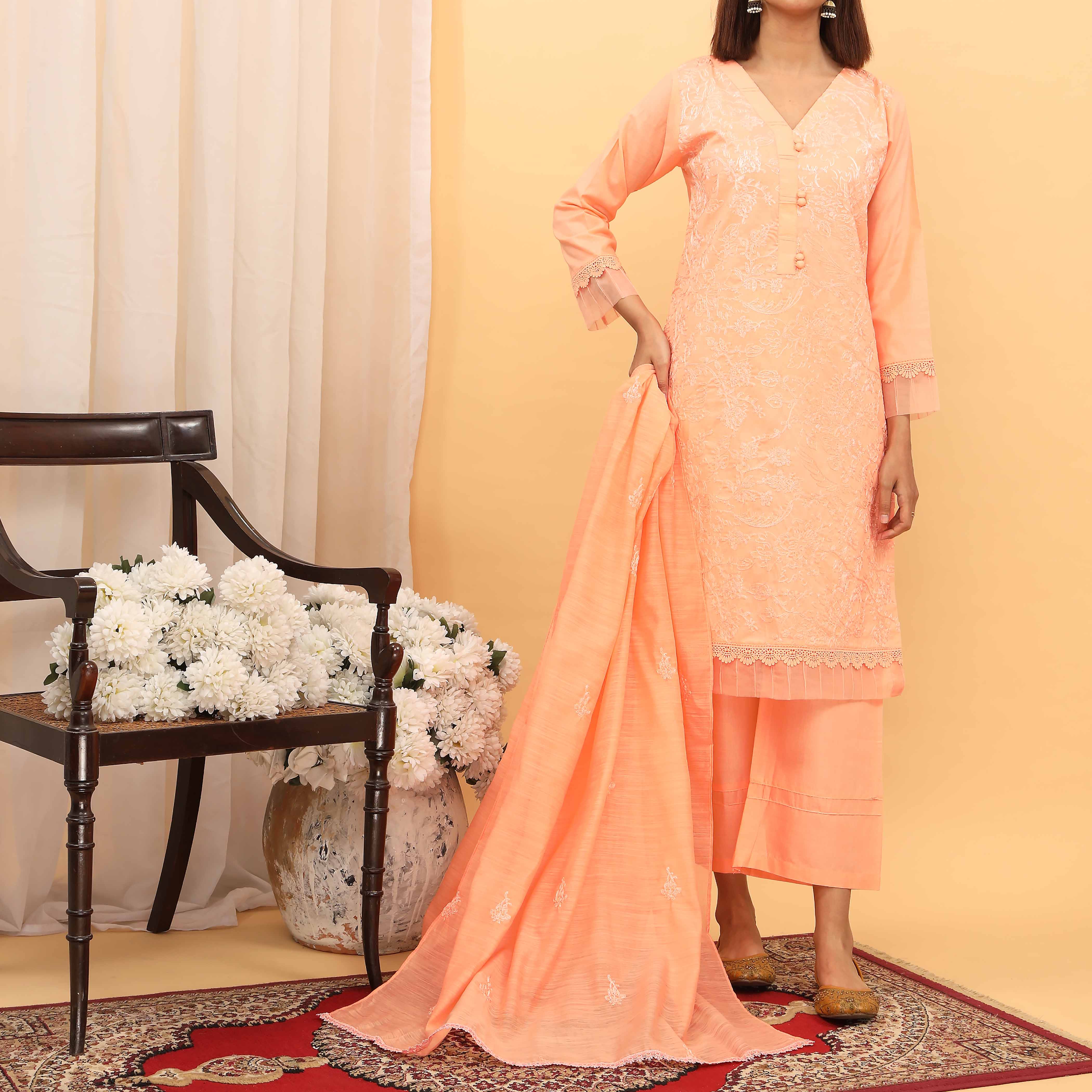 3PC- Embroidered Cambric Suit PS5150 - Image 2