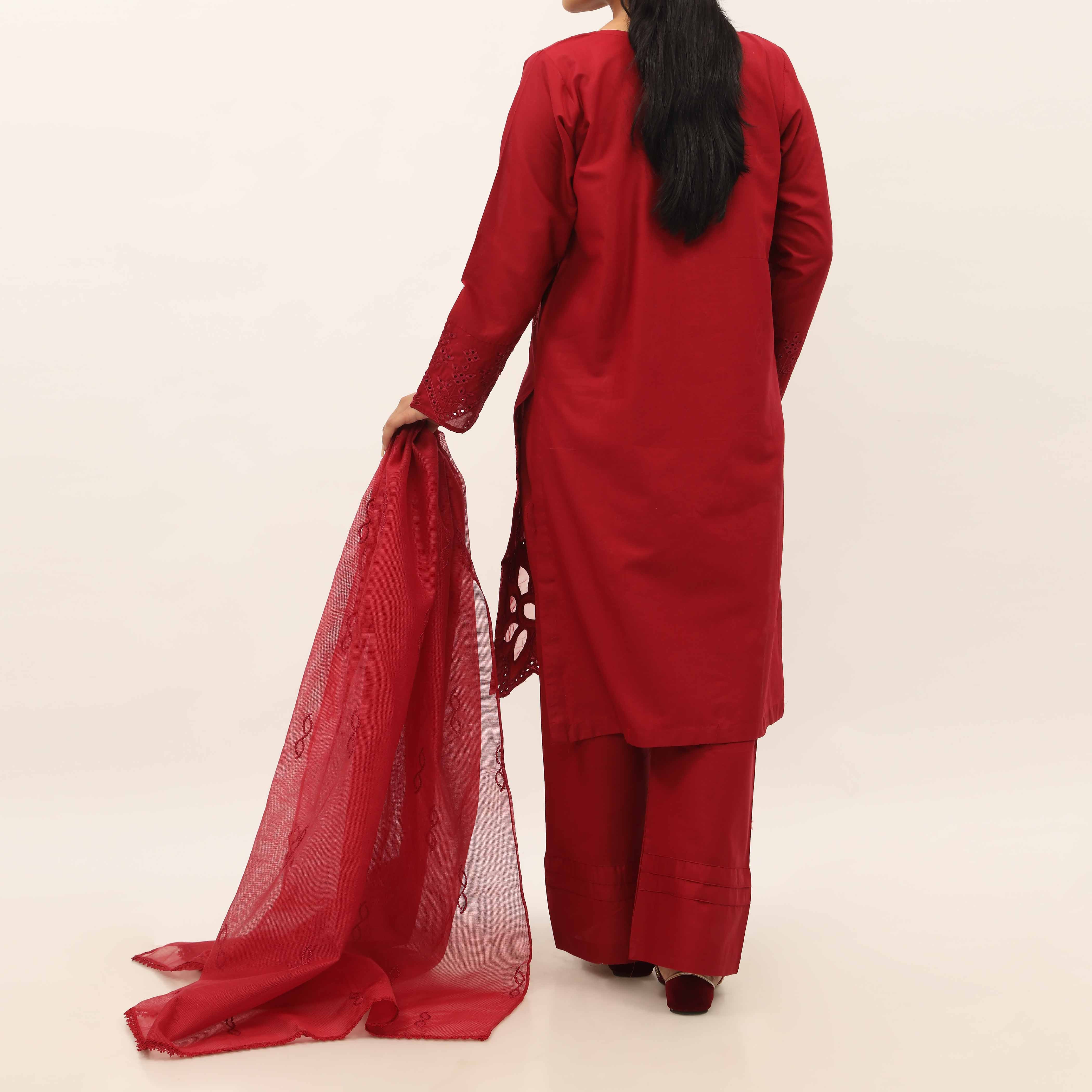 3PC- Embroidered Cambric Suit PS5207 - Image 4