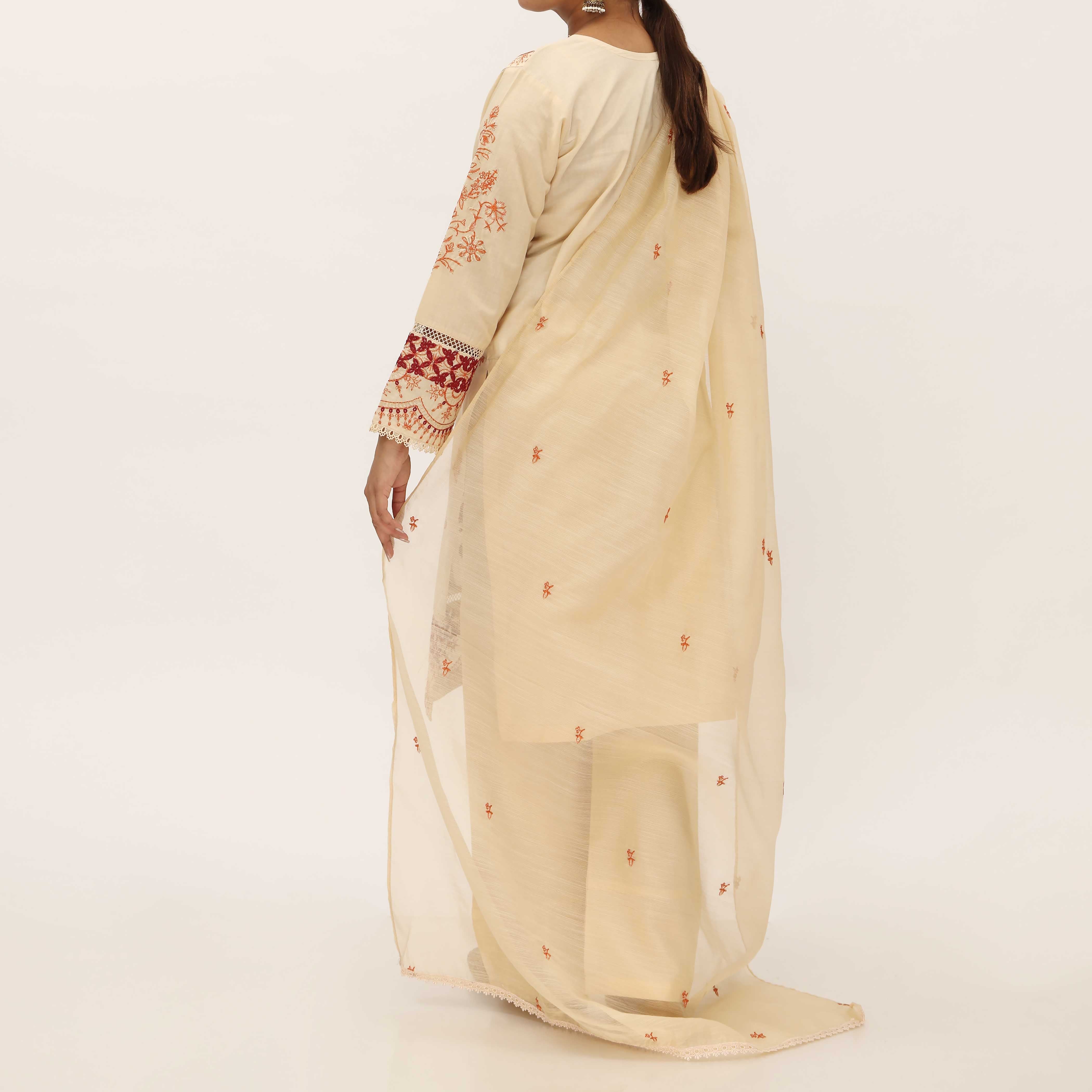 3PC- Embroidered Cambric Suit PS5212 - Image 3