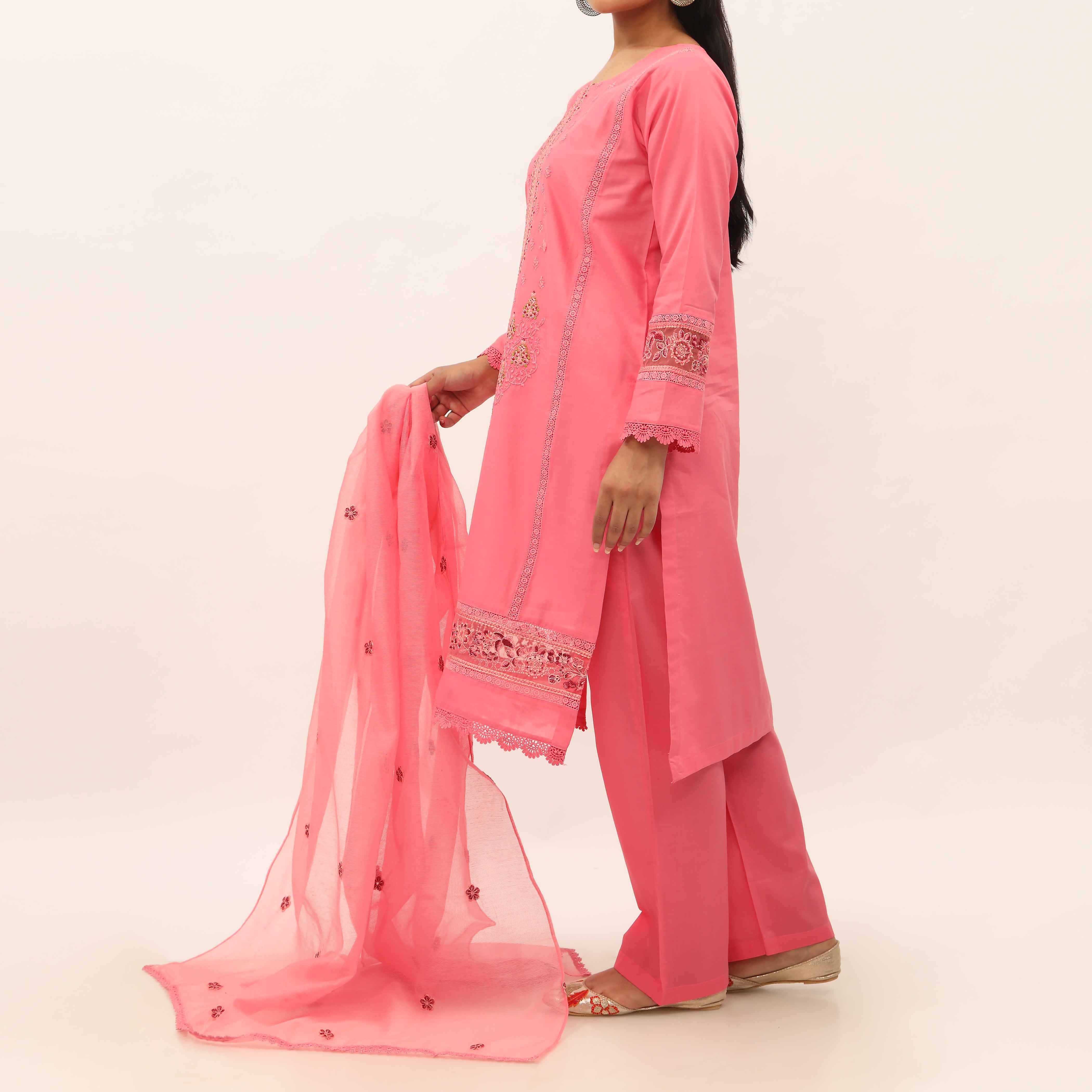 3PC- Embroidered Cambric Suit PS5214 - Image 3