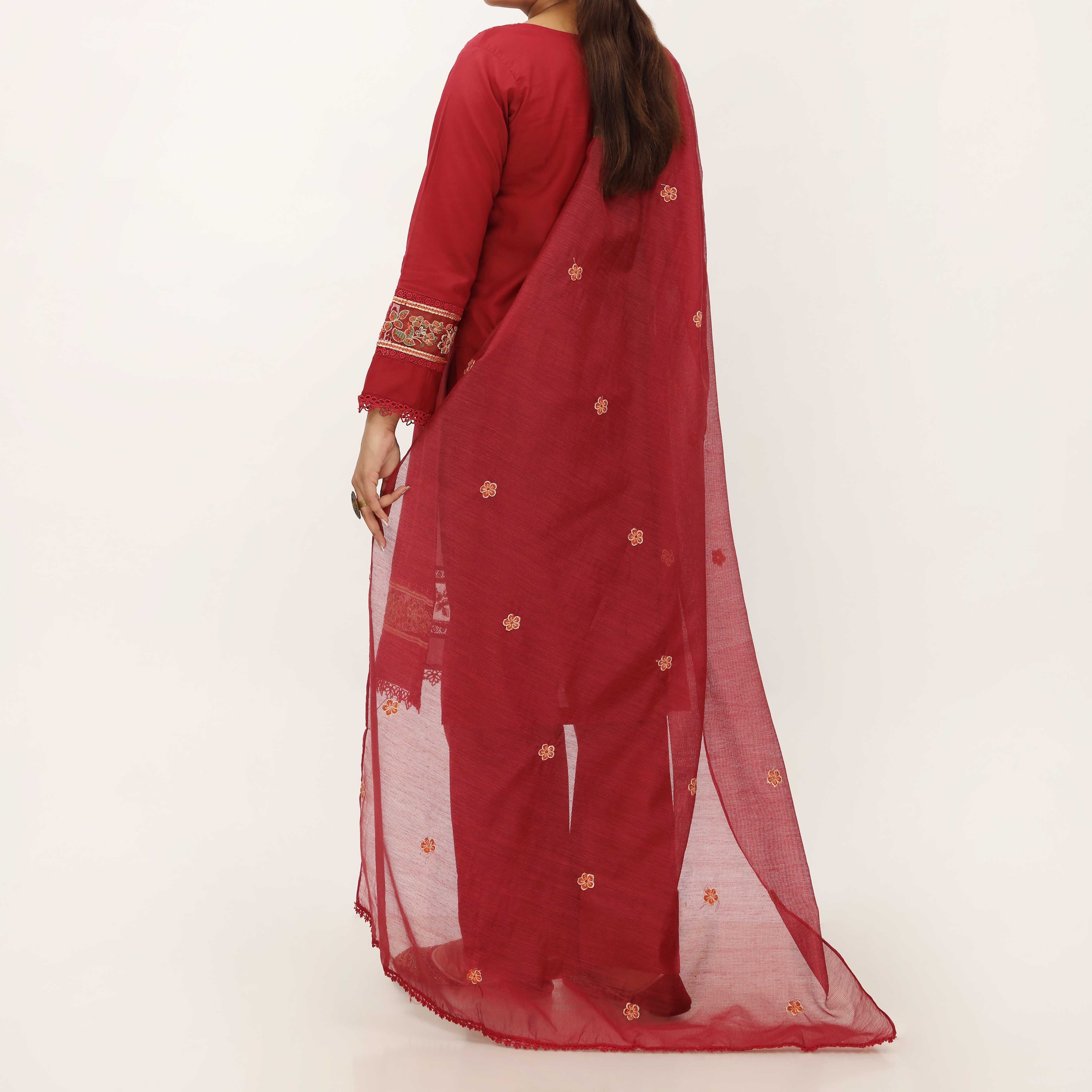 3PC- Embroidered Cambric Suit PS5216 - Image 4
