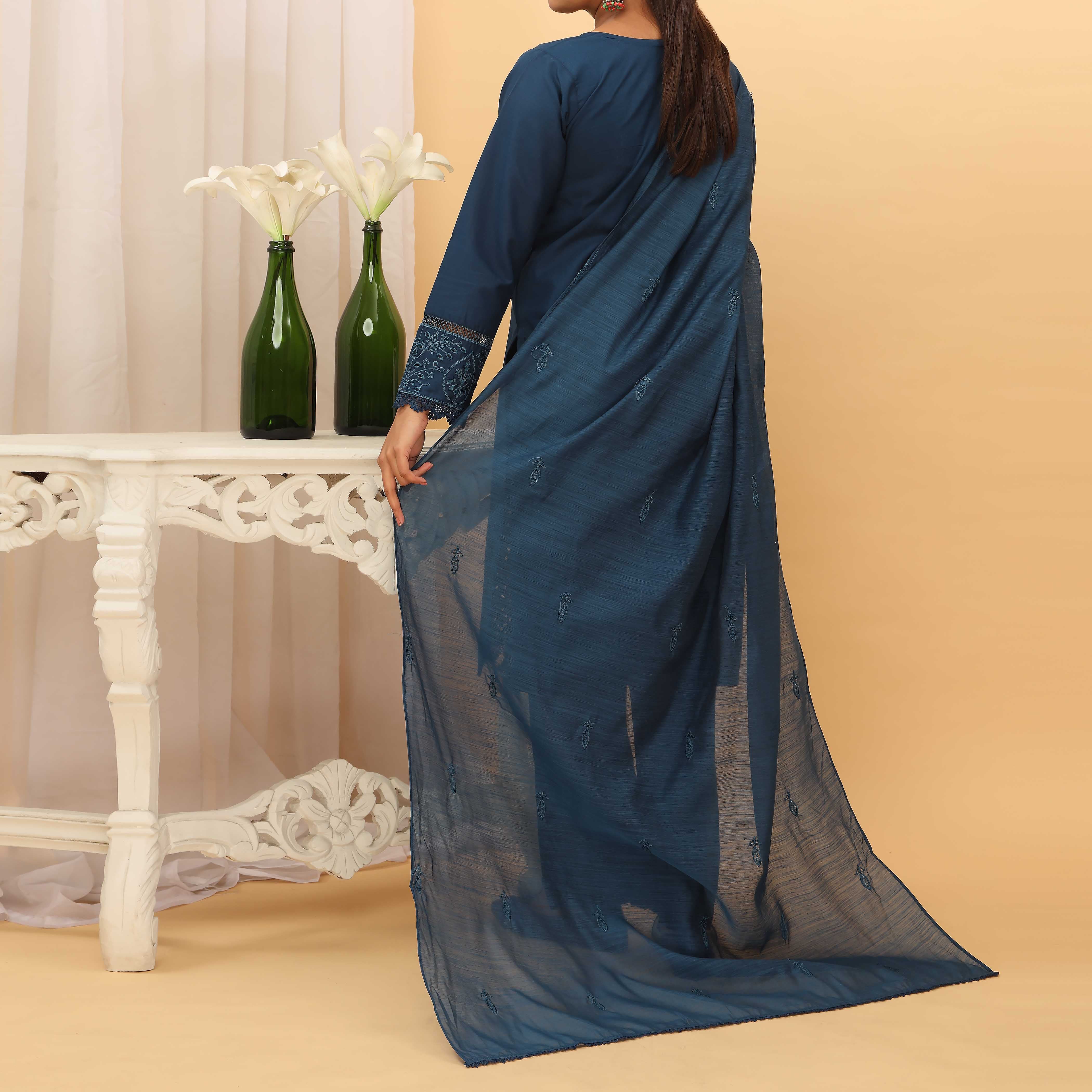 3PC- Embroidered Cambric Suit PS5217 - Image 3