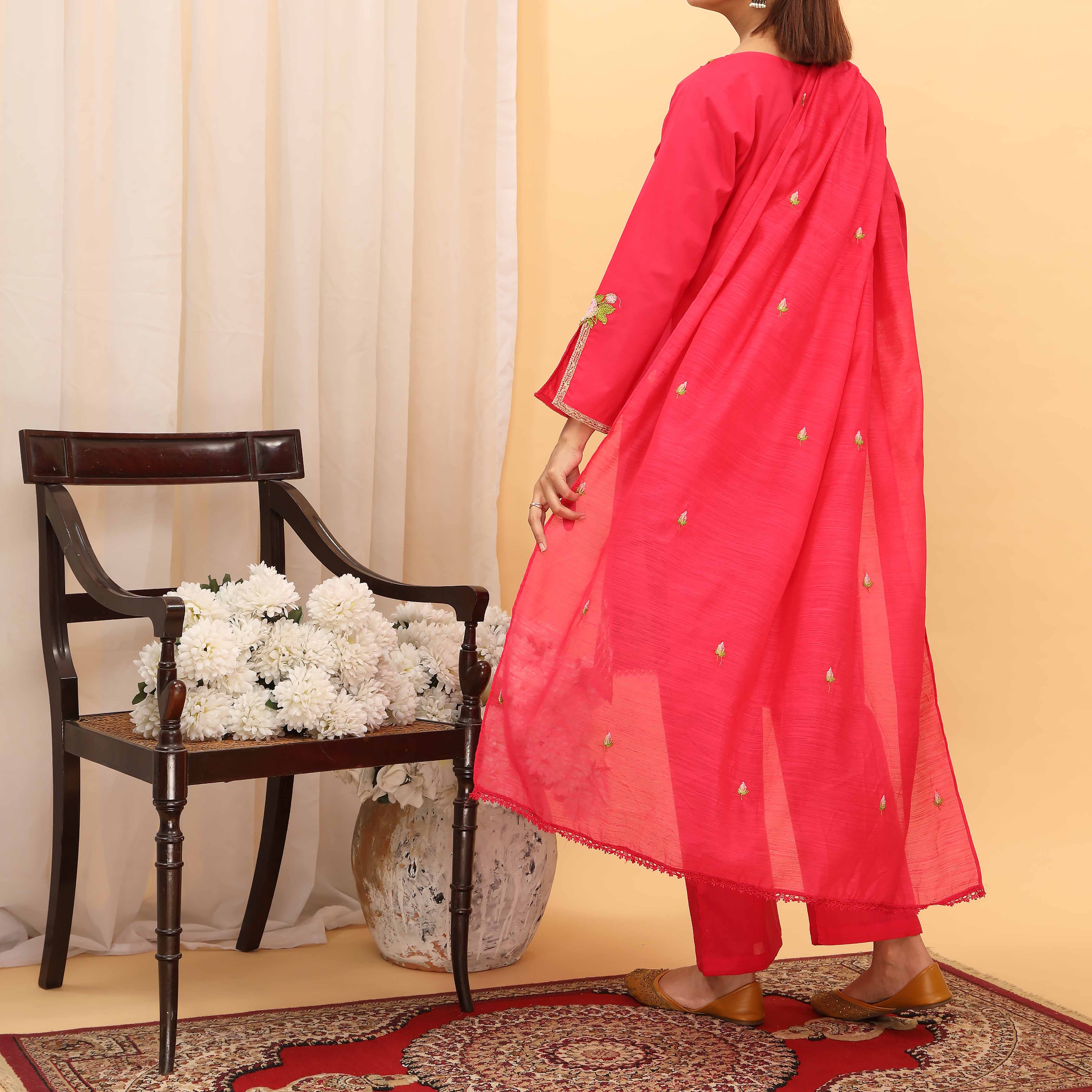 3PC- Embroidered Cambric Suit PS5222 - Image 4