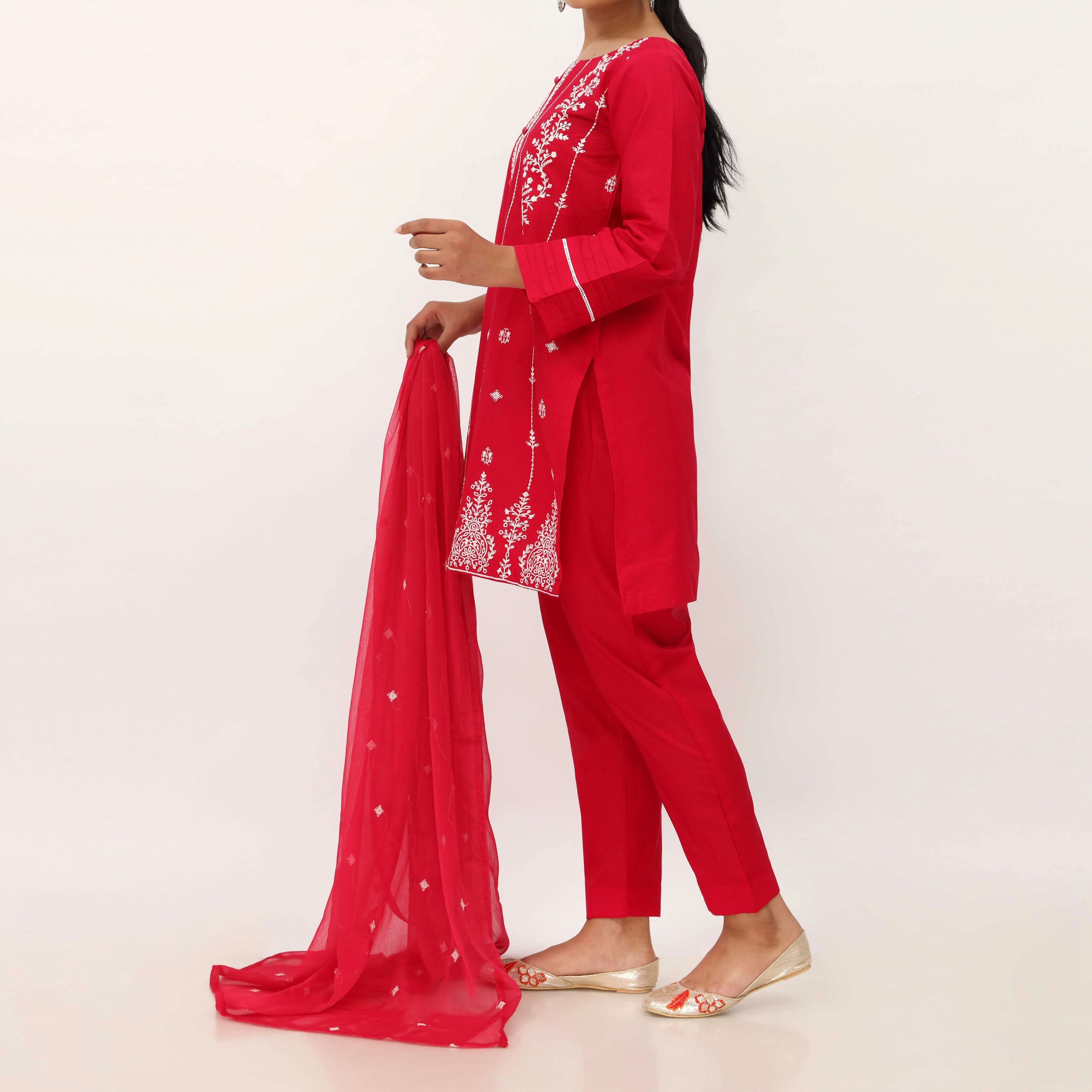 3PC- Embroidered Cambric Suit PS5262 - Image 3