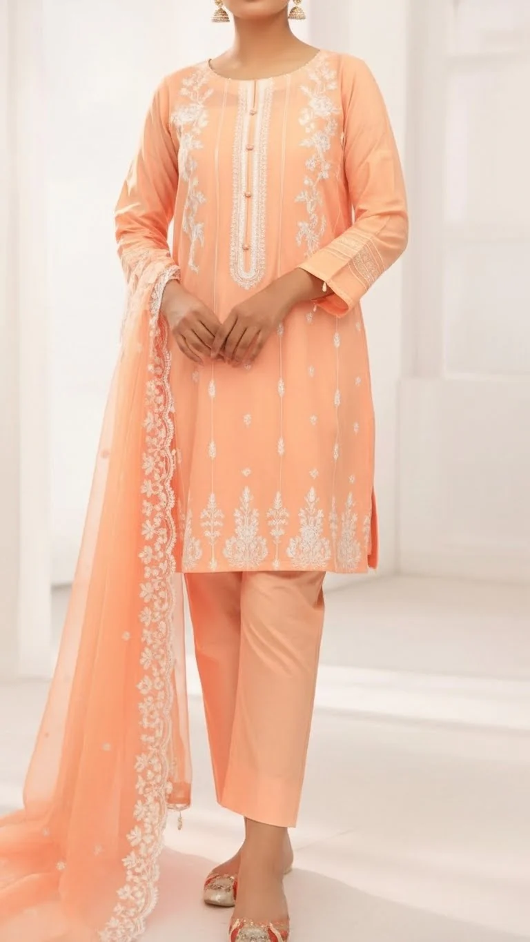 3PC- Embroidered Cambric Suit PS5263