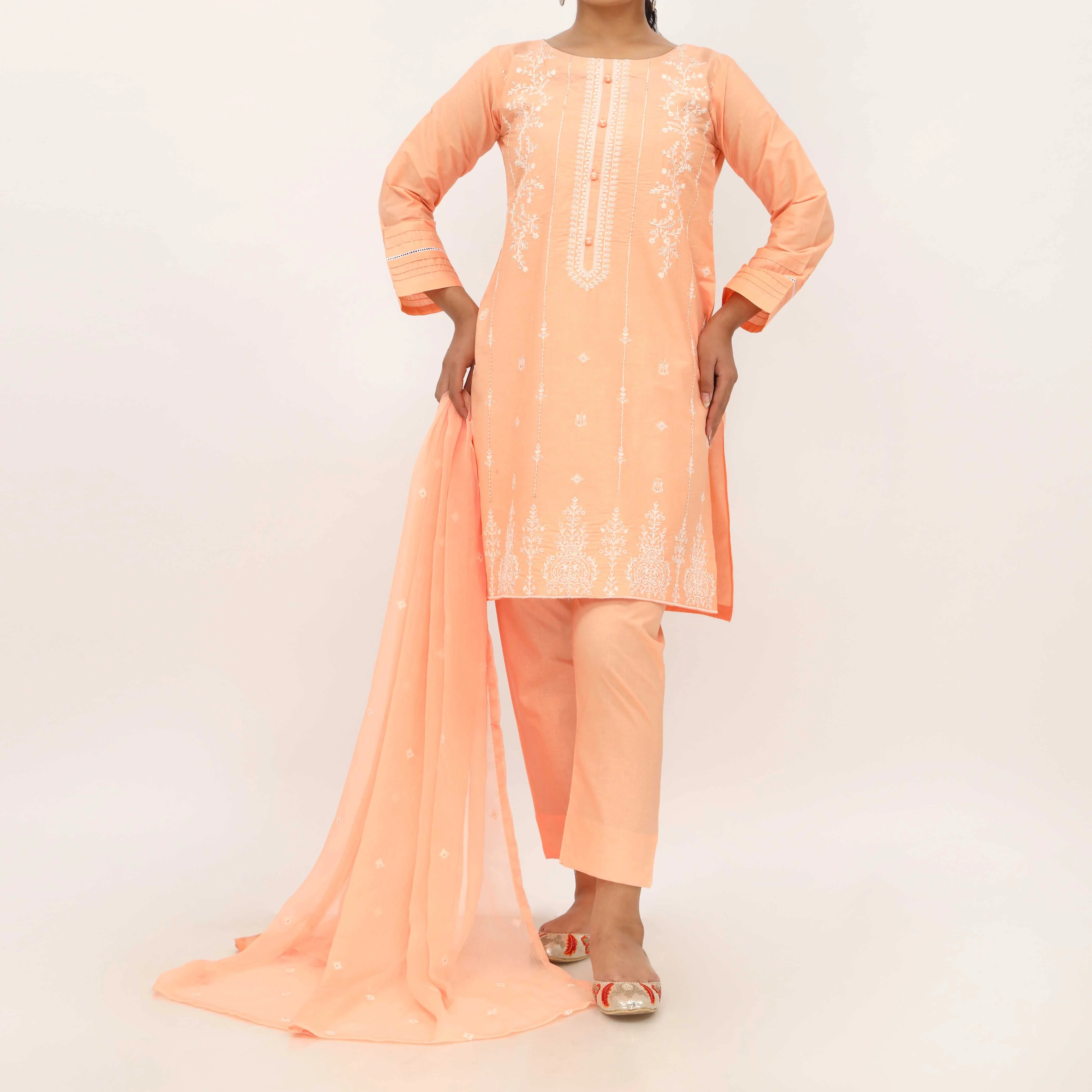 3PC- Embroidered Cambric Suit PS5263 - Image 2