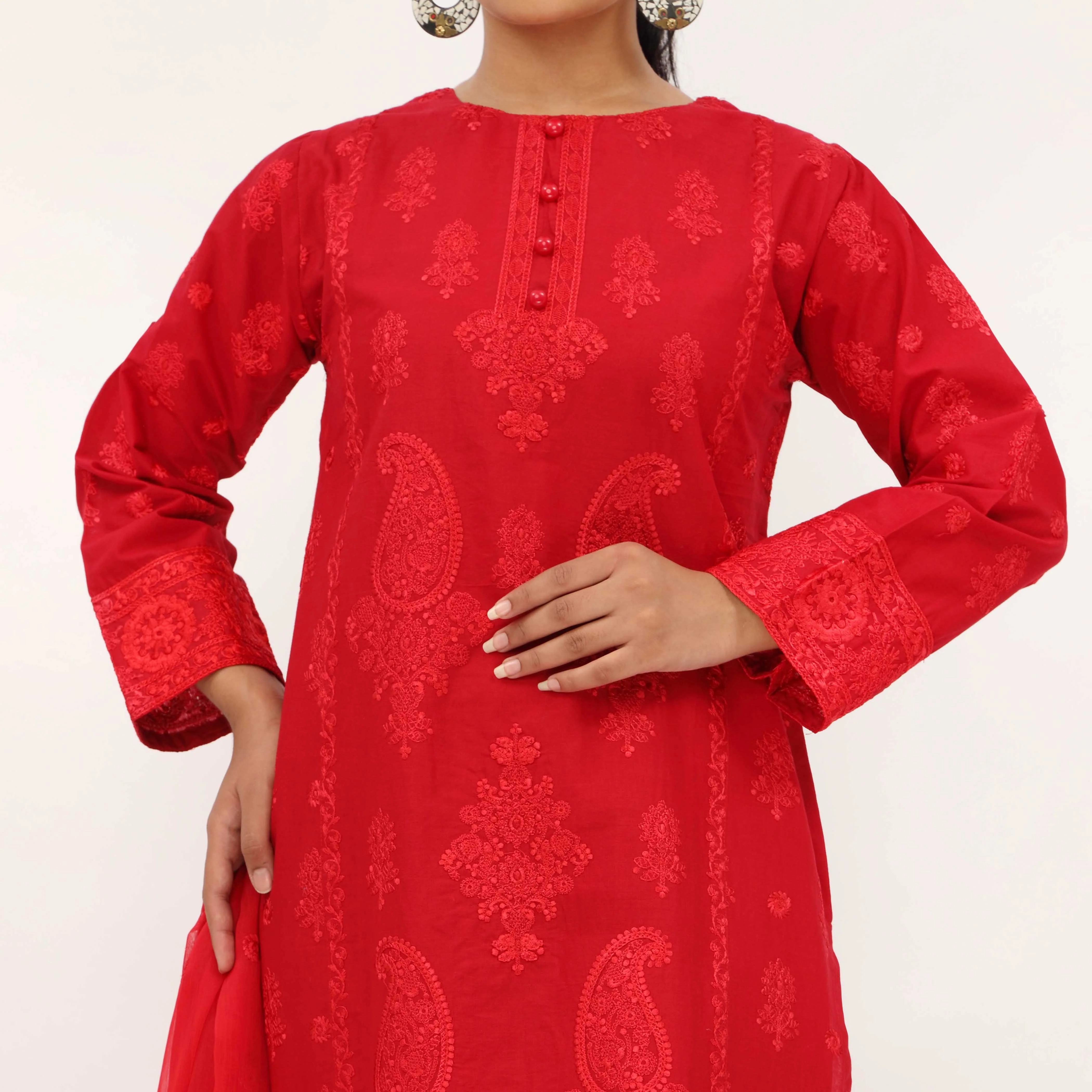 3PC- Embroidered Cambric Suit PS5265 - Image 2