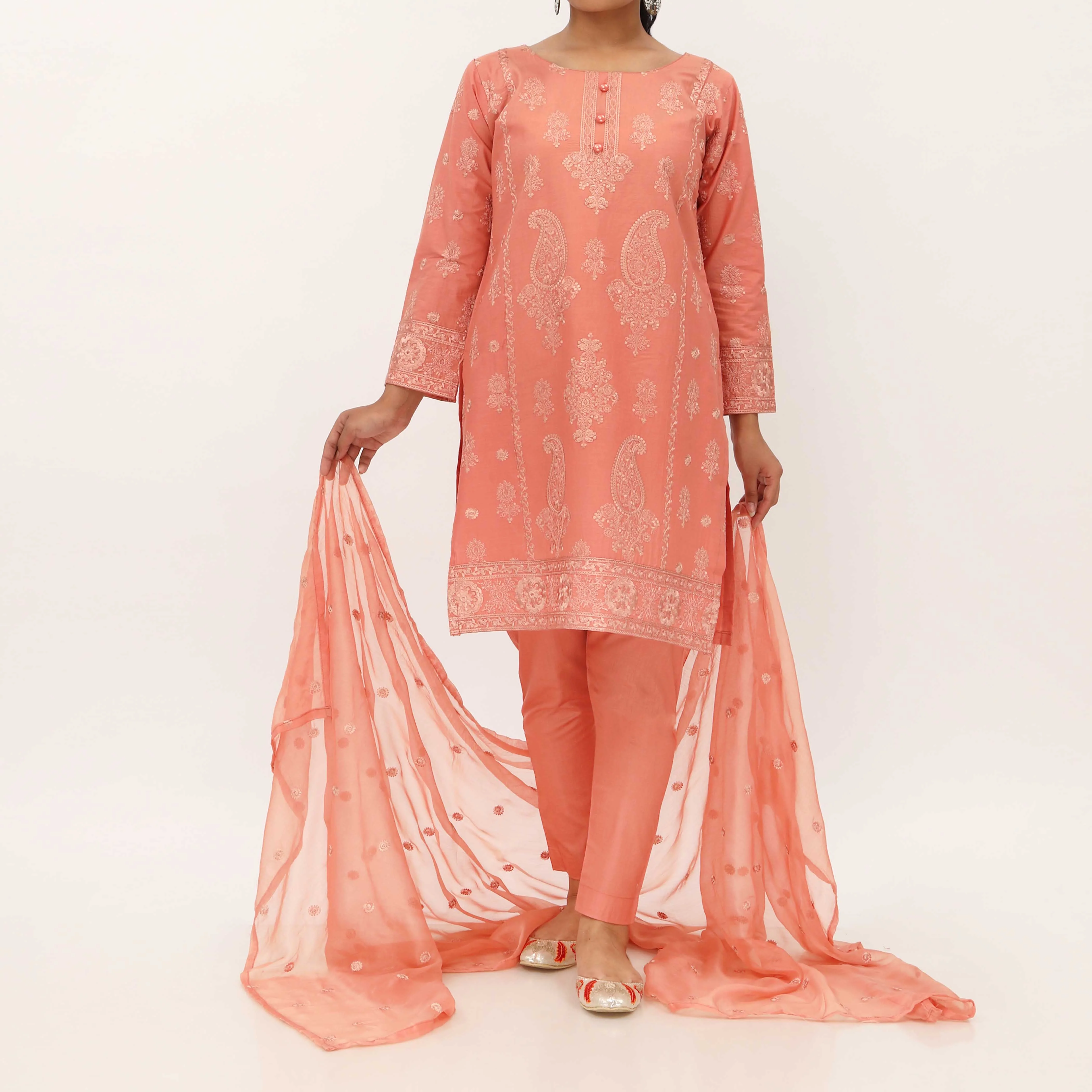 3PC- Embroidered Cambric Suit PS5271