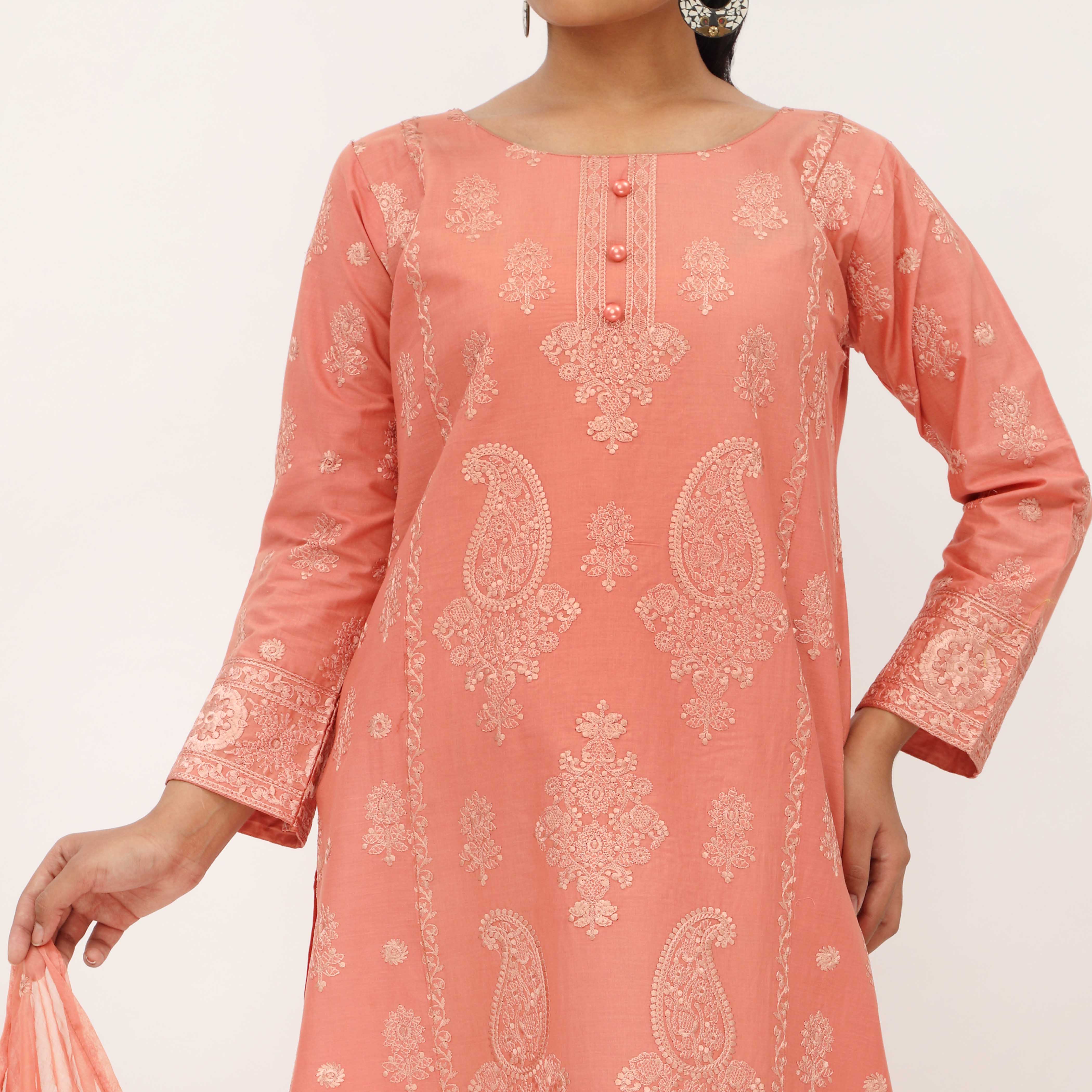 3PC- Embroidered Cambric Suit PS5271 - Image 2