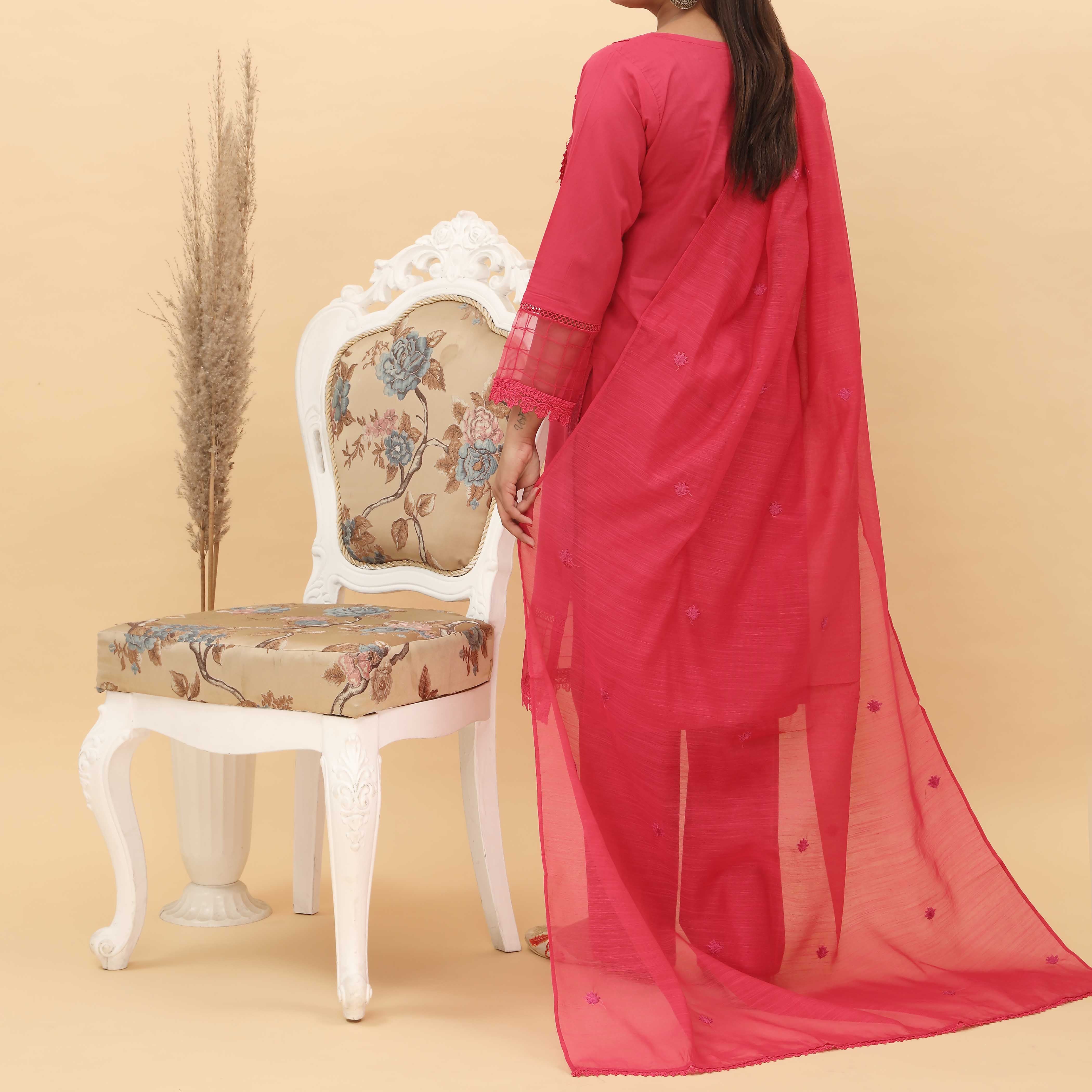 3PC- Embroidered Cotton Cambric Suit PS5142 - Image 4