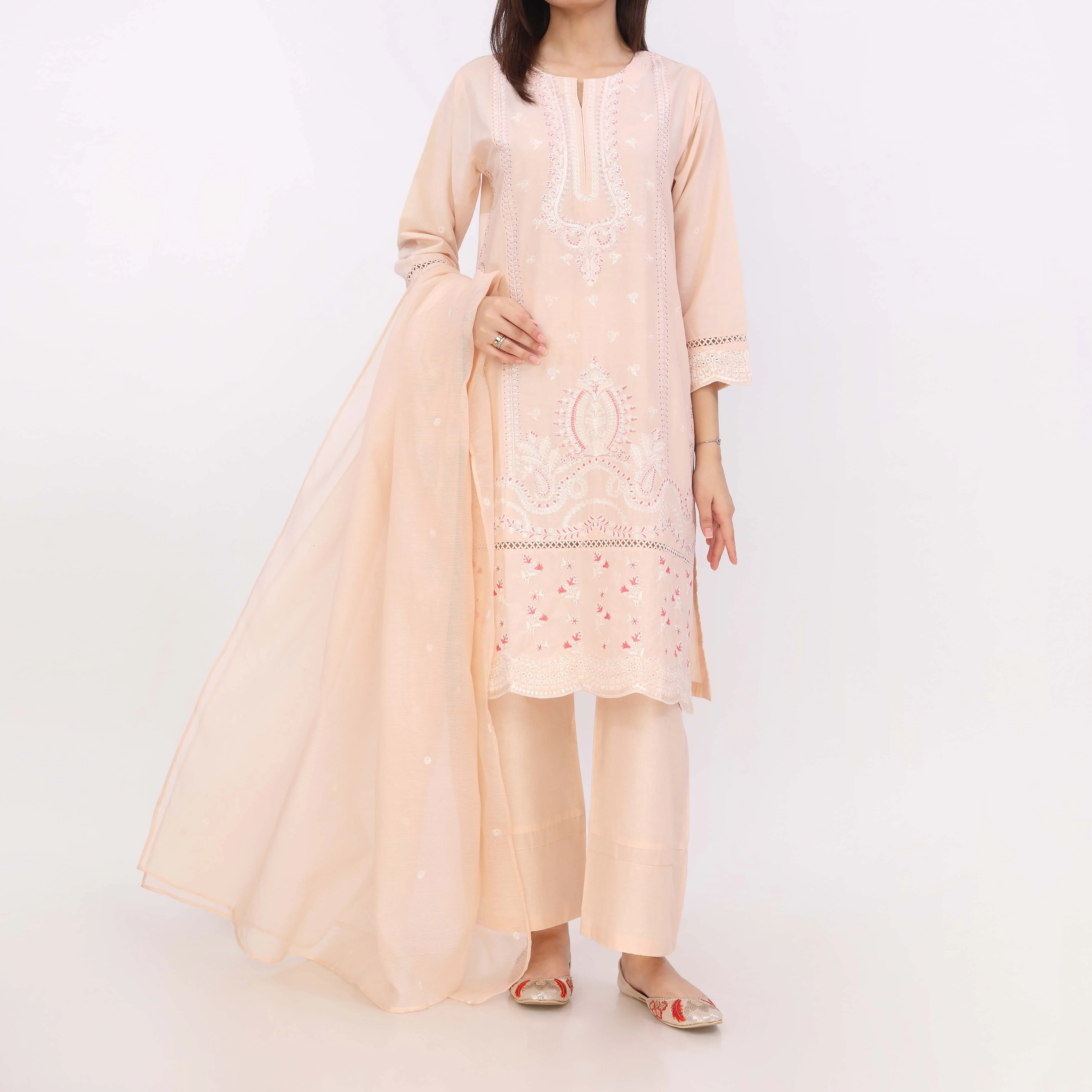 3PC Embroidered Cotton Cambric Suite - Image 2