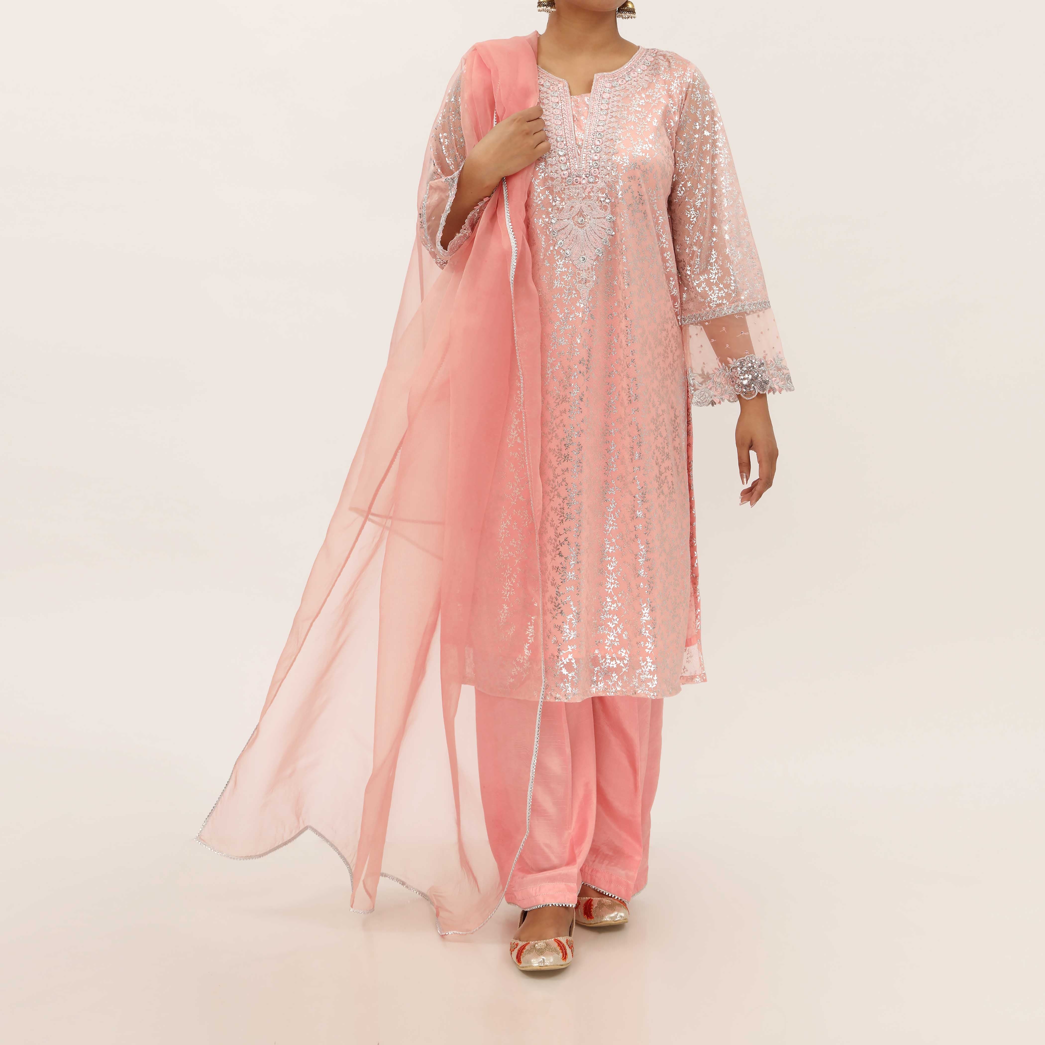 3PC- Foil Printed Poly Net Suit PS5278 - Image 2
