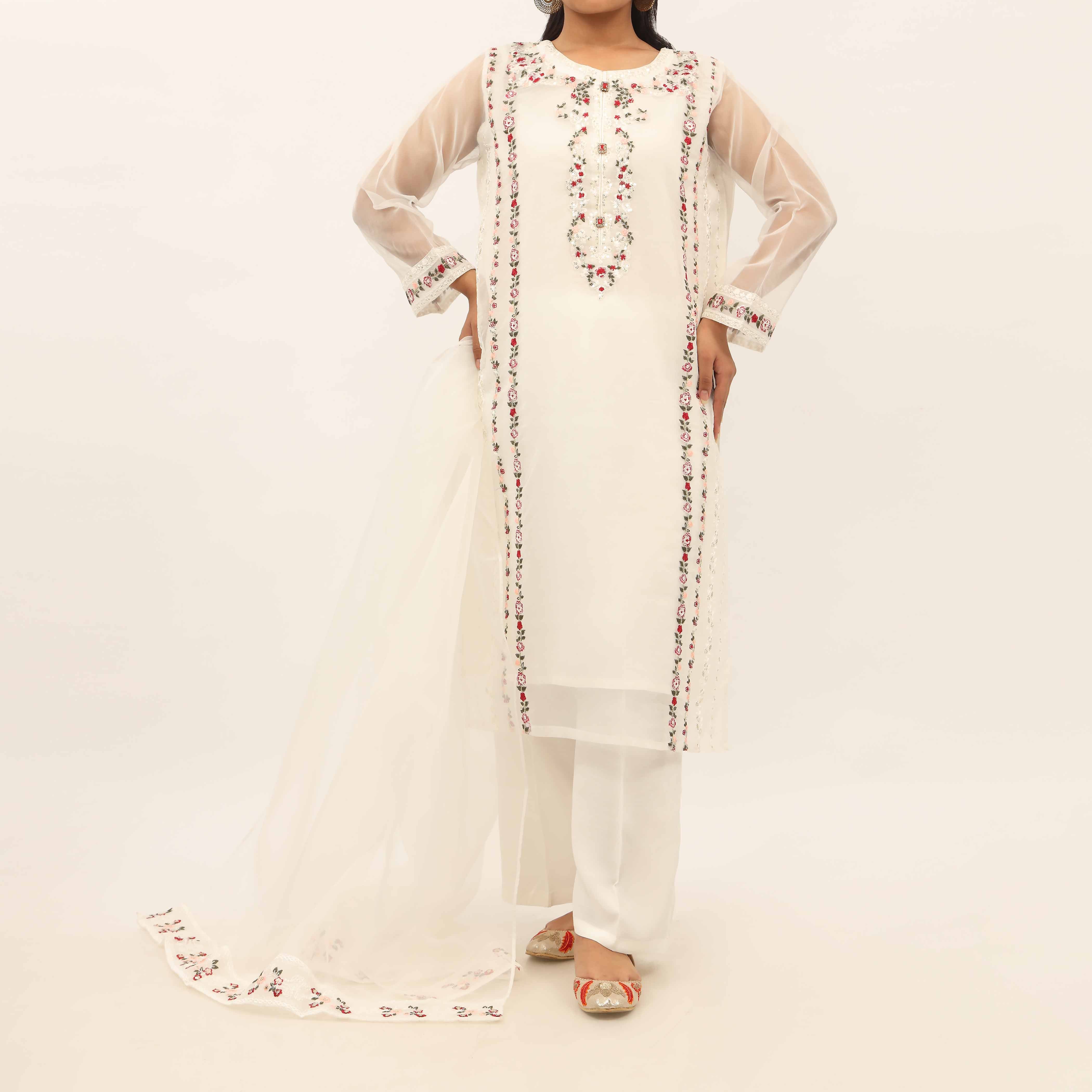 3PC- Fully Embroidered Organza Suit PS5246 - Image 2