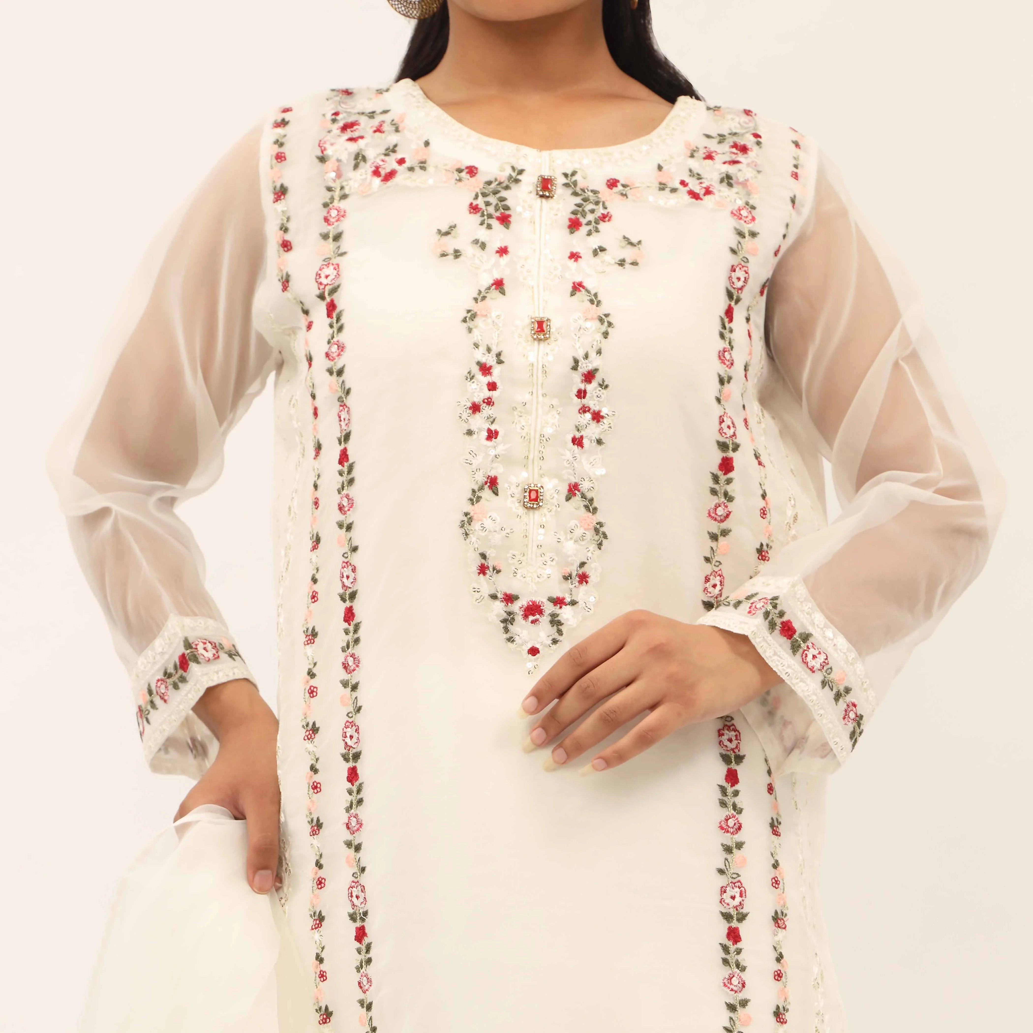 3PC- Fully Embroidered Organza Suit PS5246 - Image 3