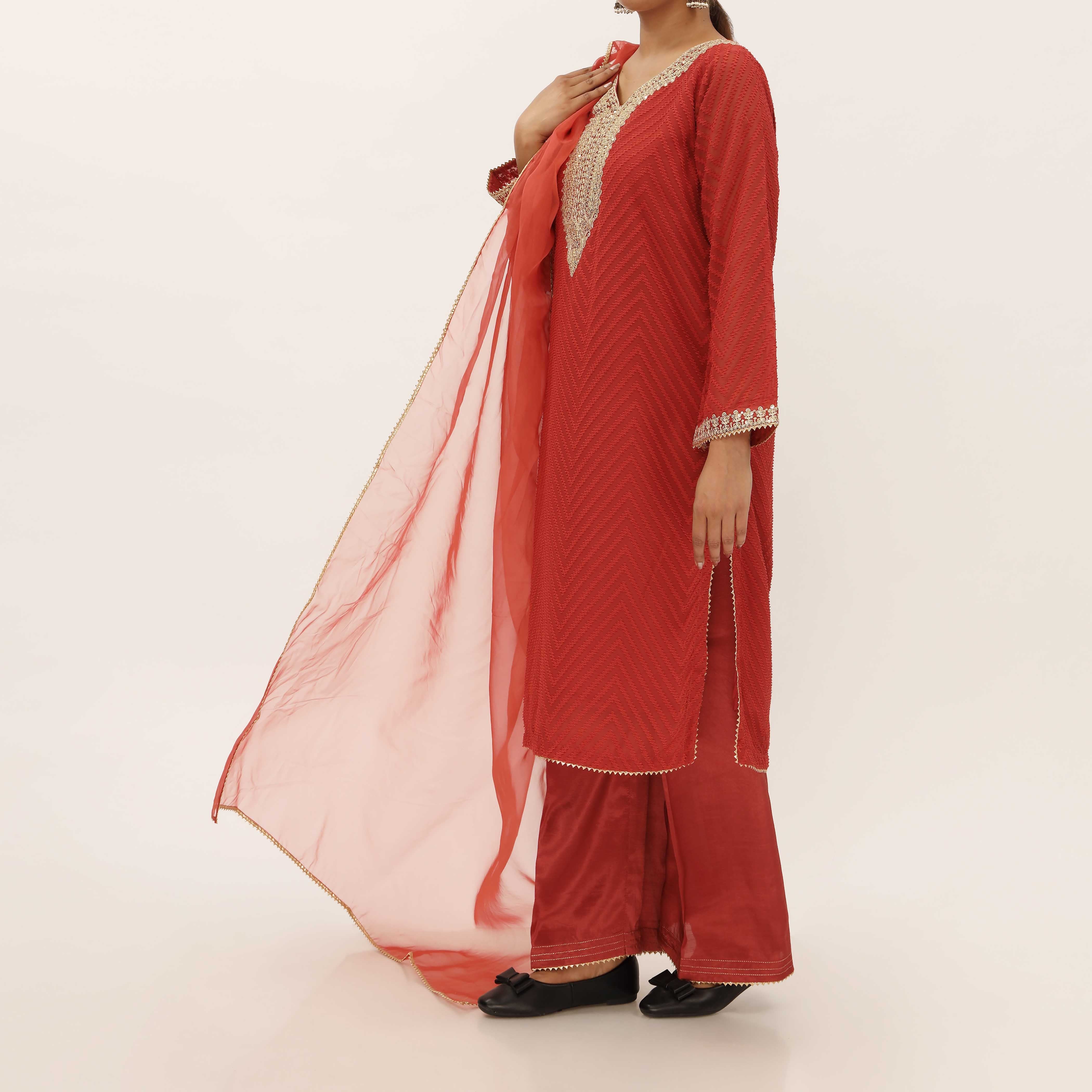 3PC- Georget Broshia Chiffon Suit PS5298 - Image 3