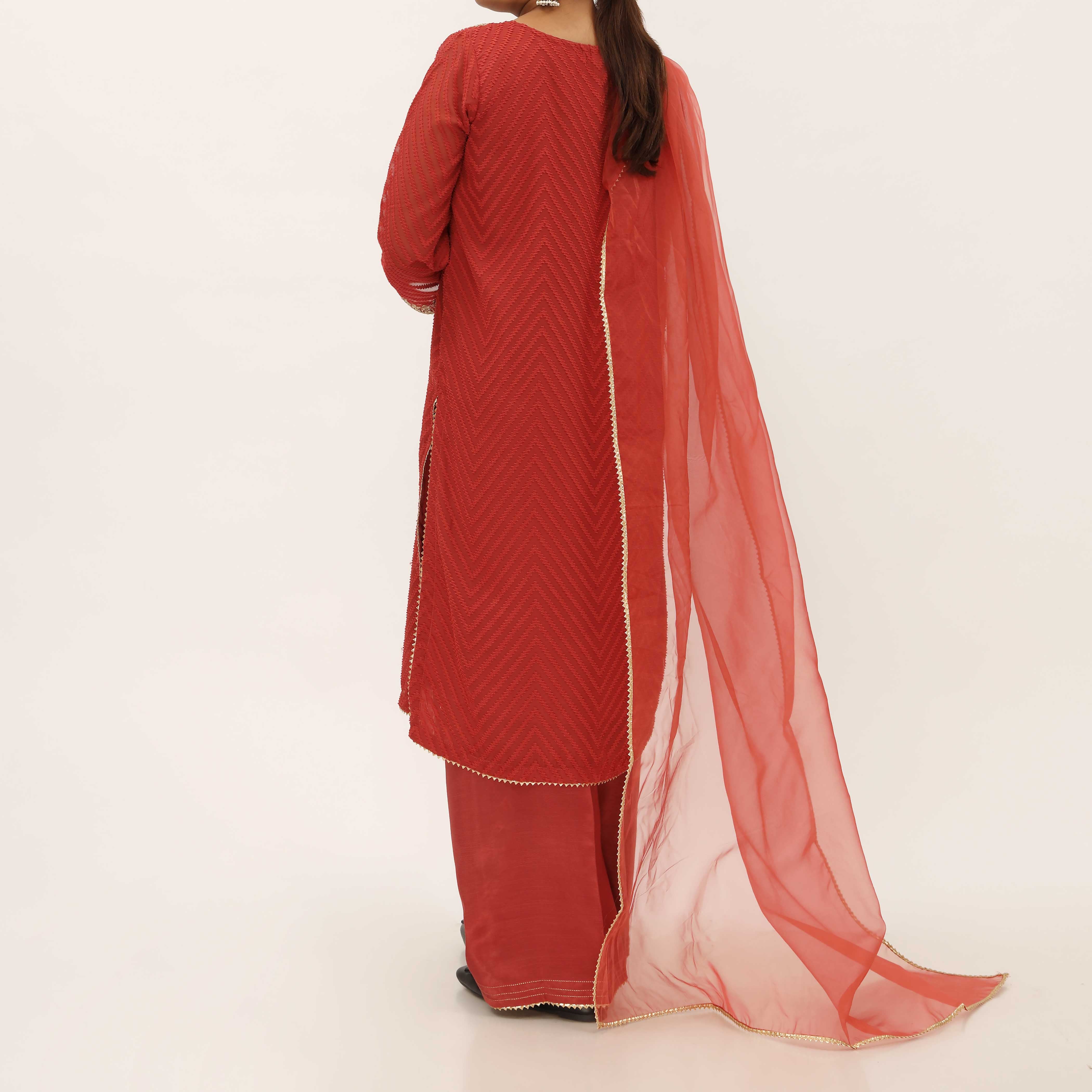 3PC- Georget Broshia Chiffon Suit PS5298 - Image 4