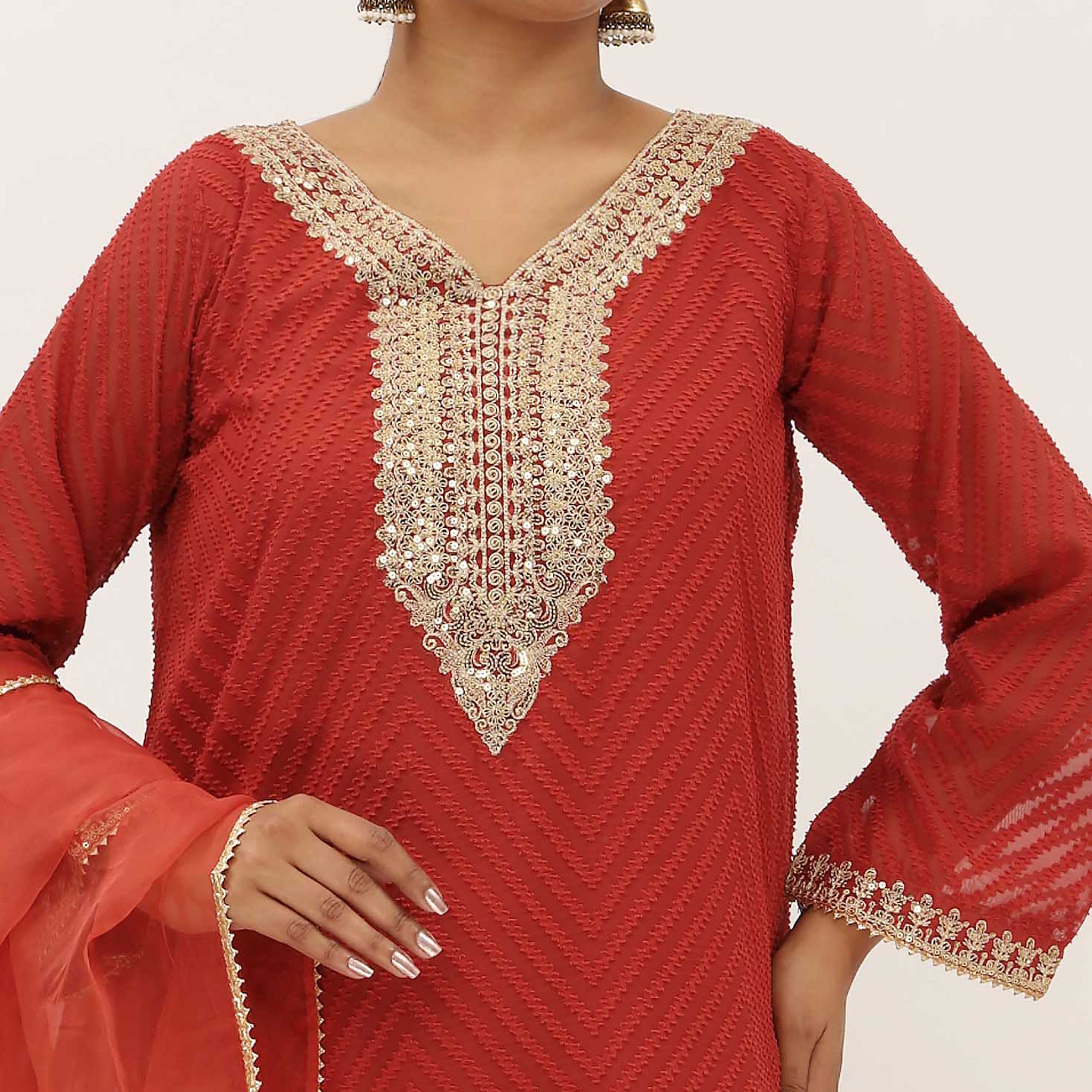 3PC- Georget Broshia Chiffon Suit PS5298 - Image 5