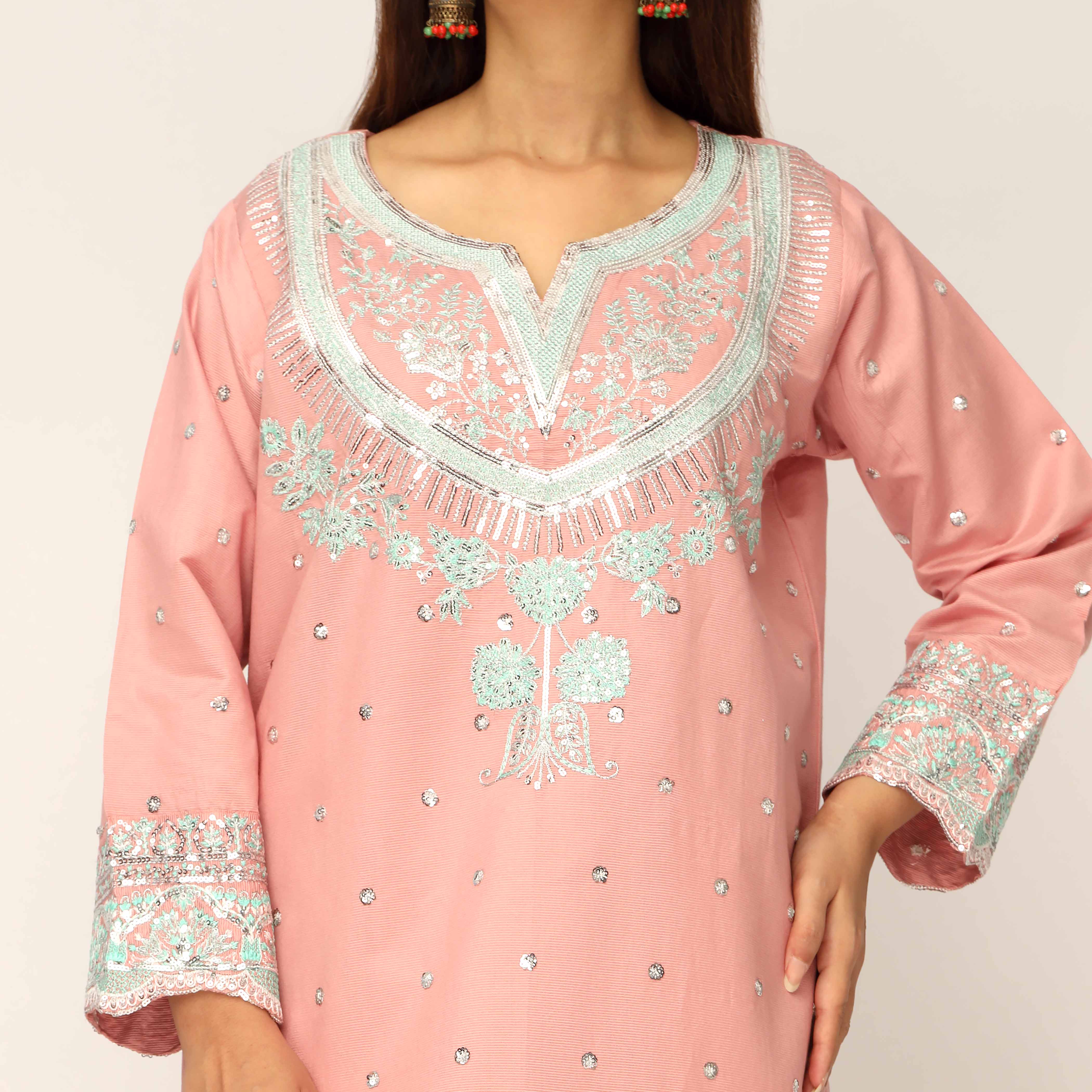 3PC- Khaddi Net Embellished Suit PF5015 - Image 2