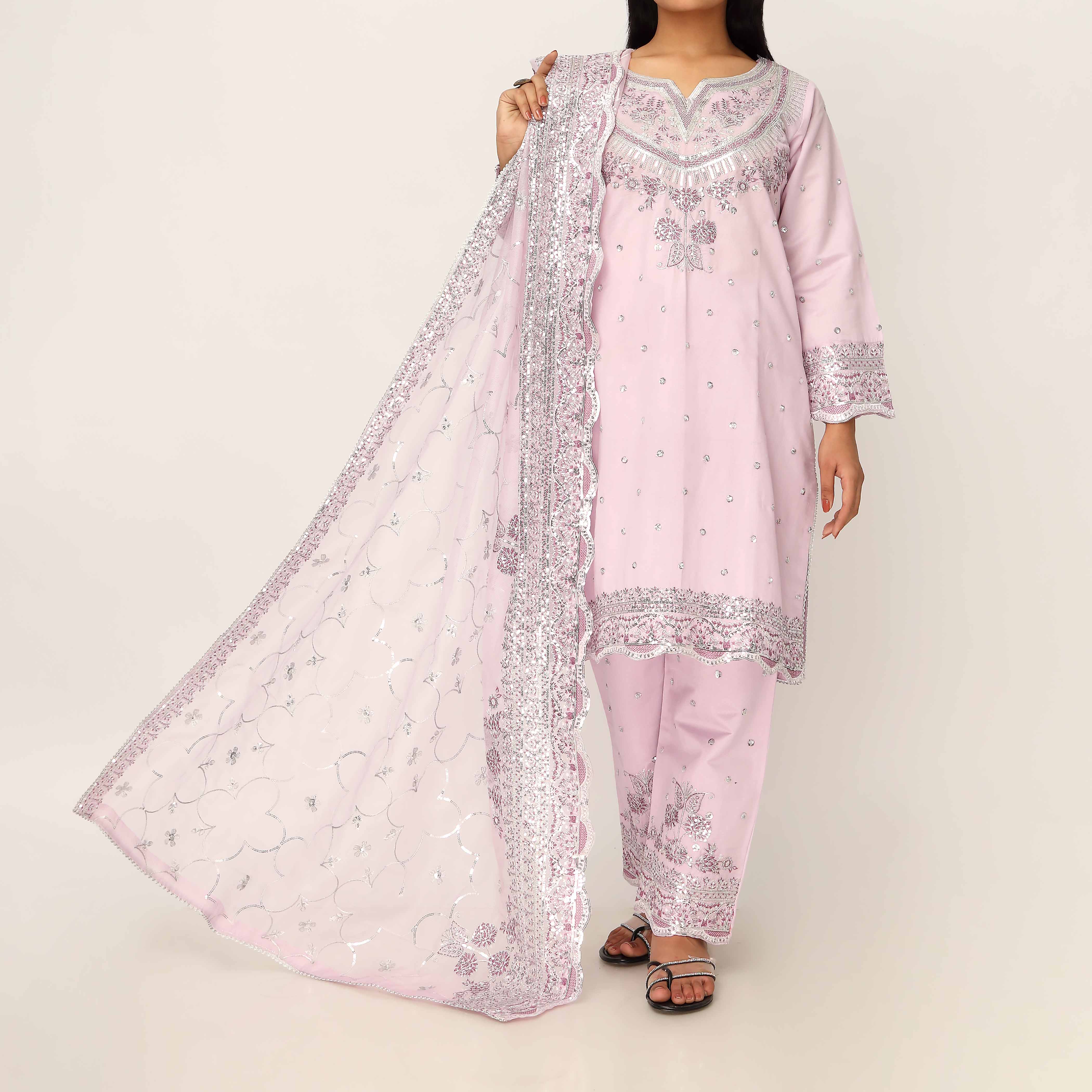 3PC- Khaddi Net Embellished Suit PF5016