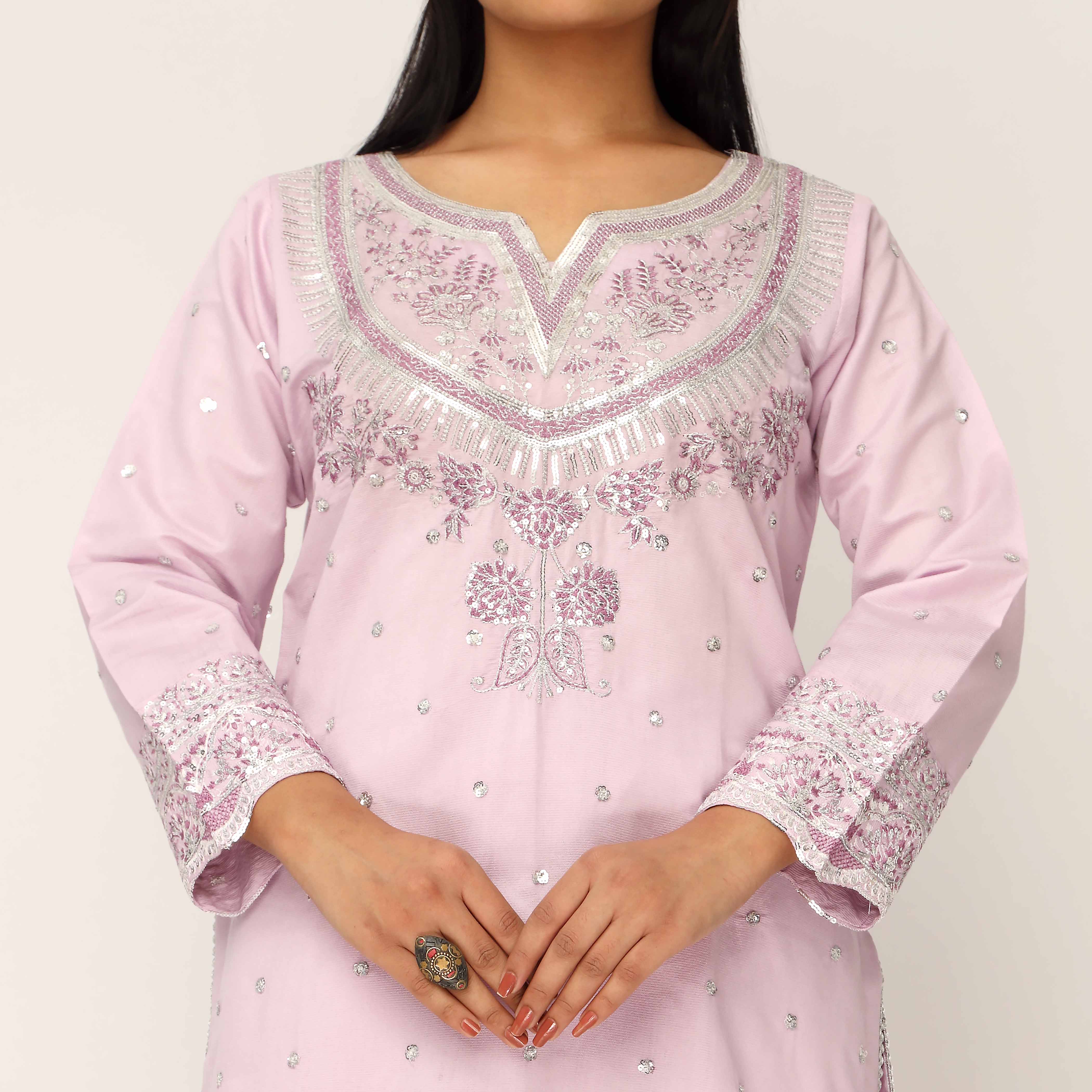 3PC- Khaddi Net Embellished Suit PF5016 - Image 2
