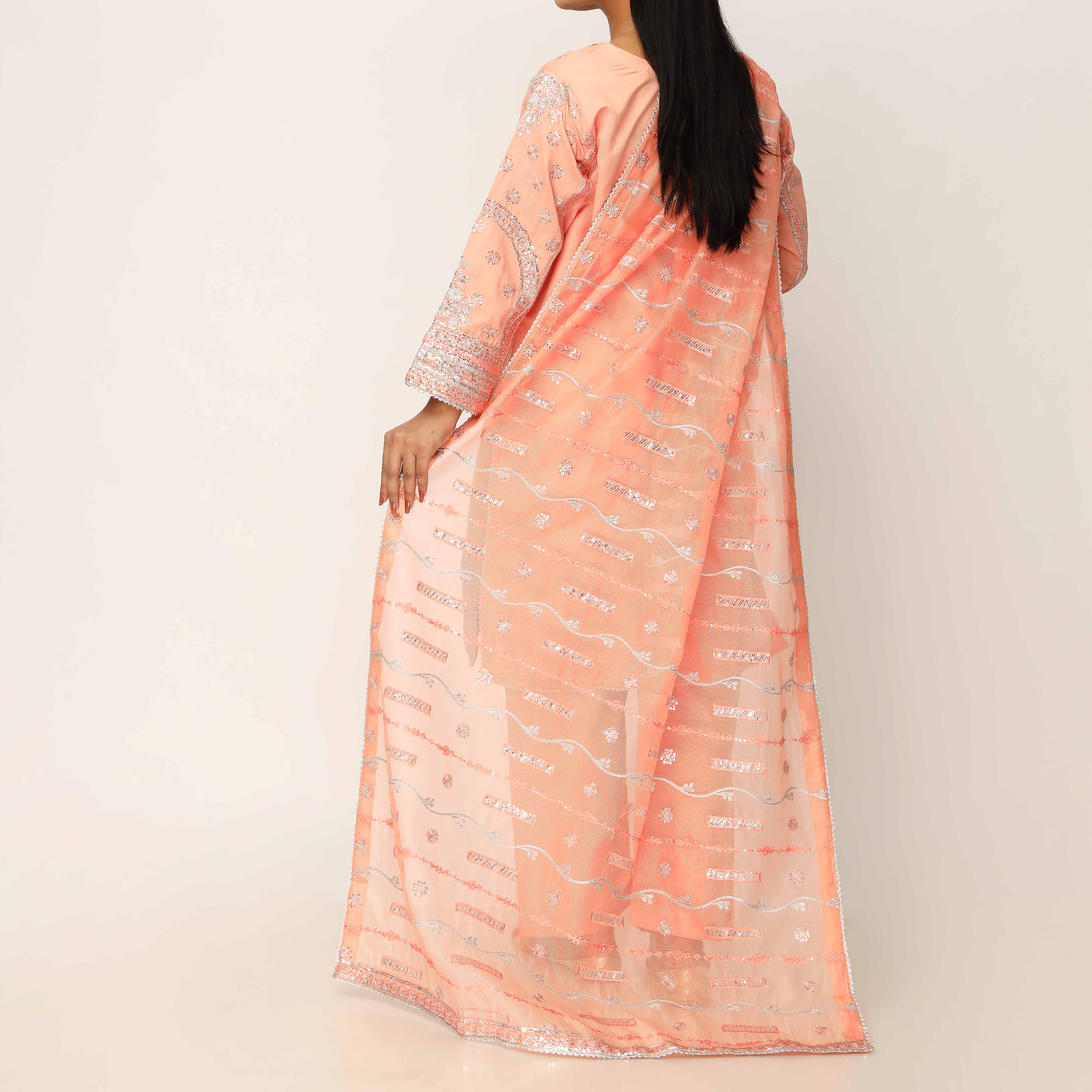 3PC- Khaddi Net Embellished Suit PF5043 - Image 4