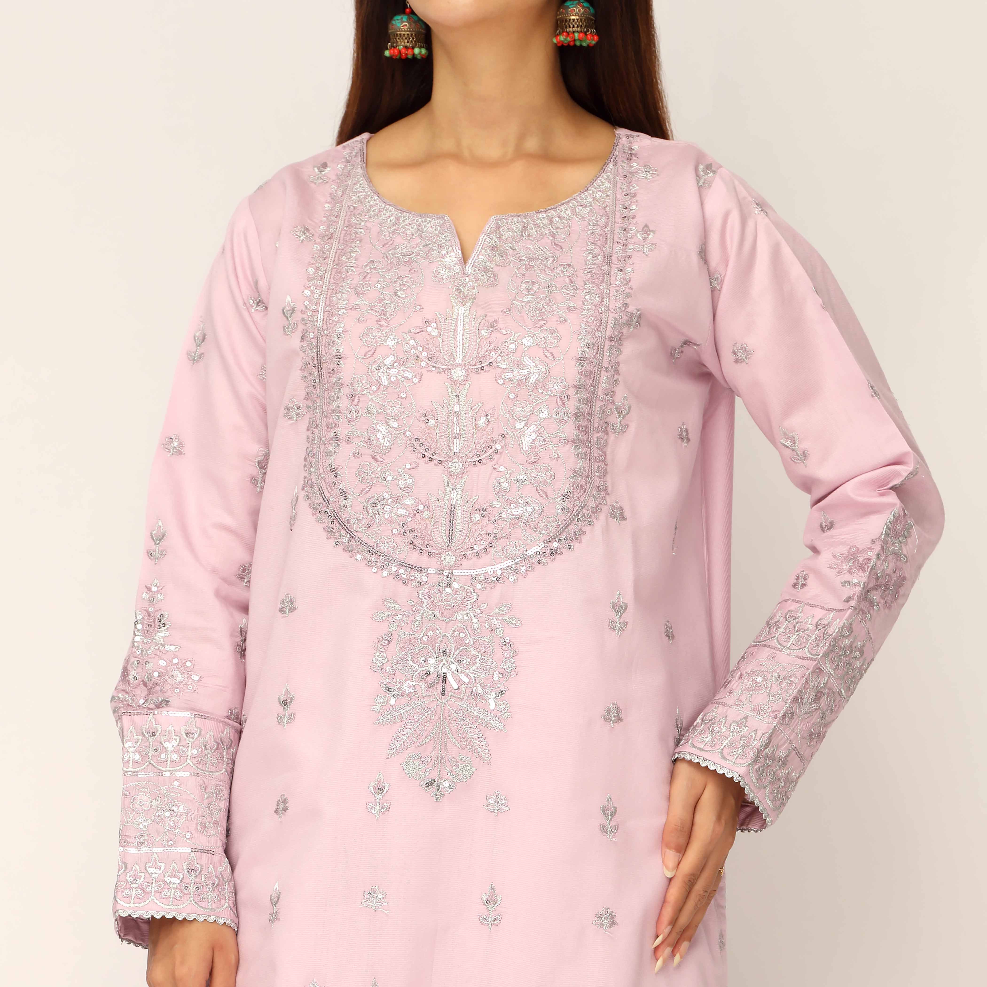 3PC- Khaddi Net Embellished Suit PF5132 - Image 2