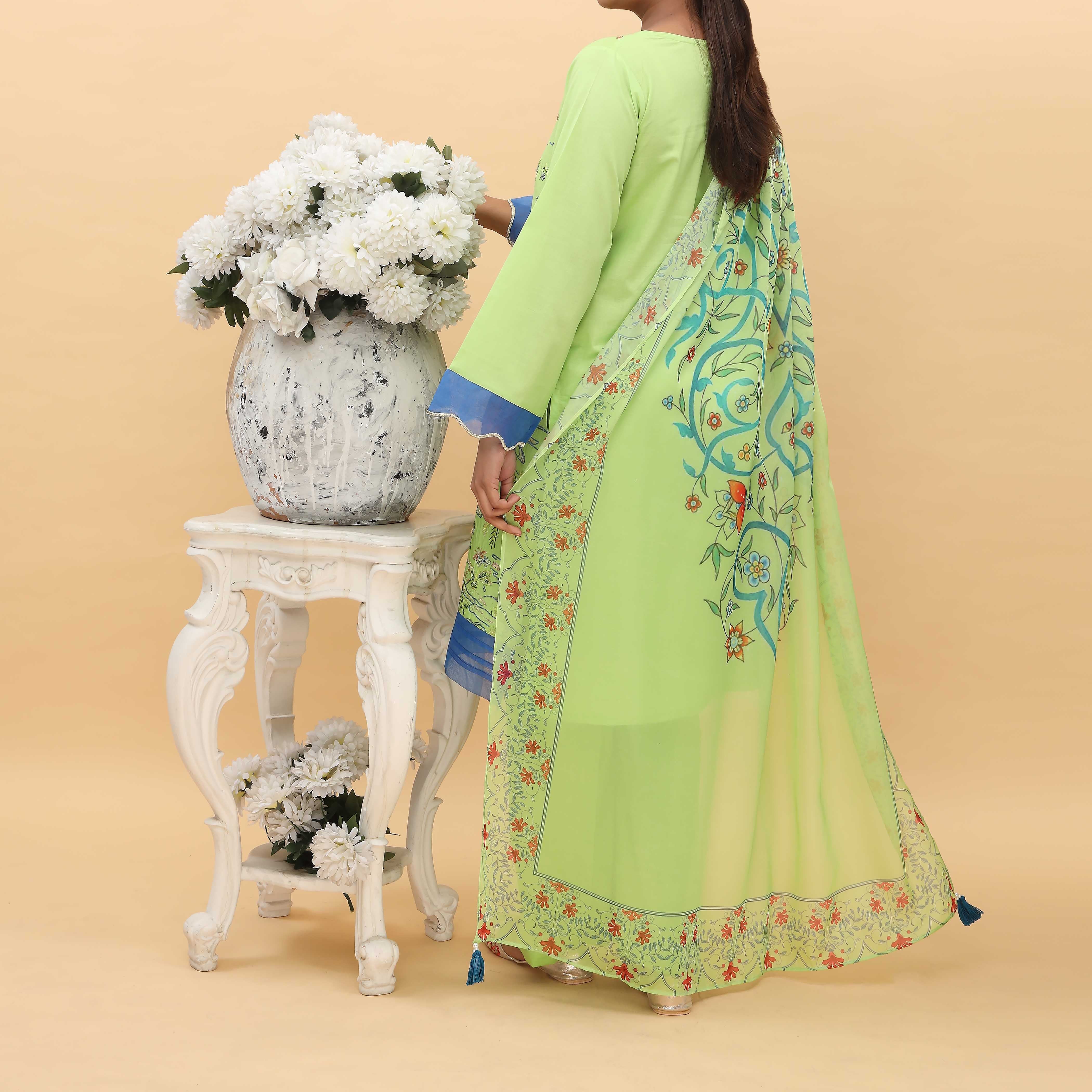 3PC- Printed Cambric Suit PS5004 - Image 3