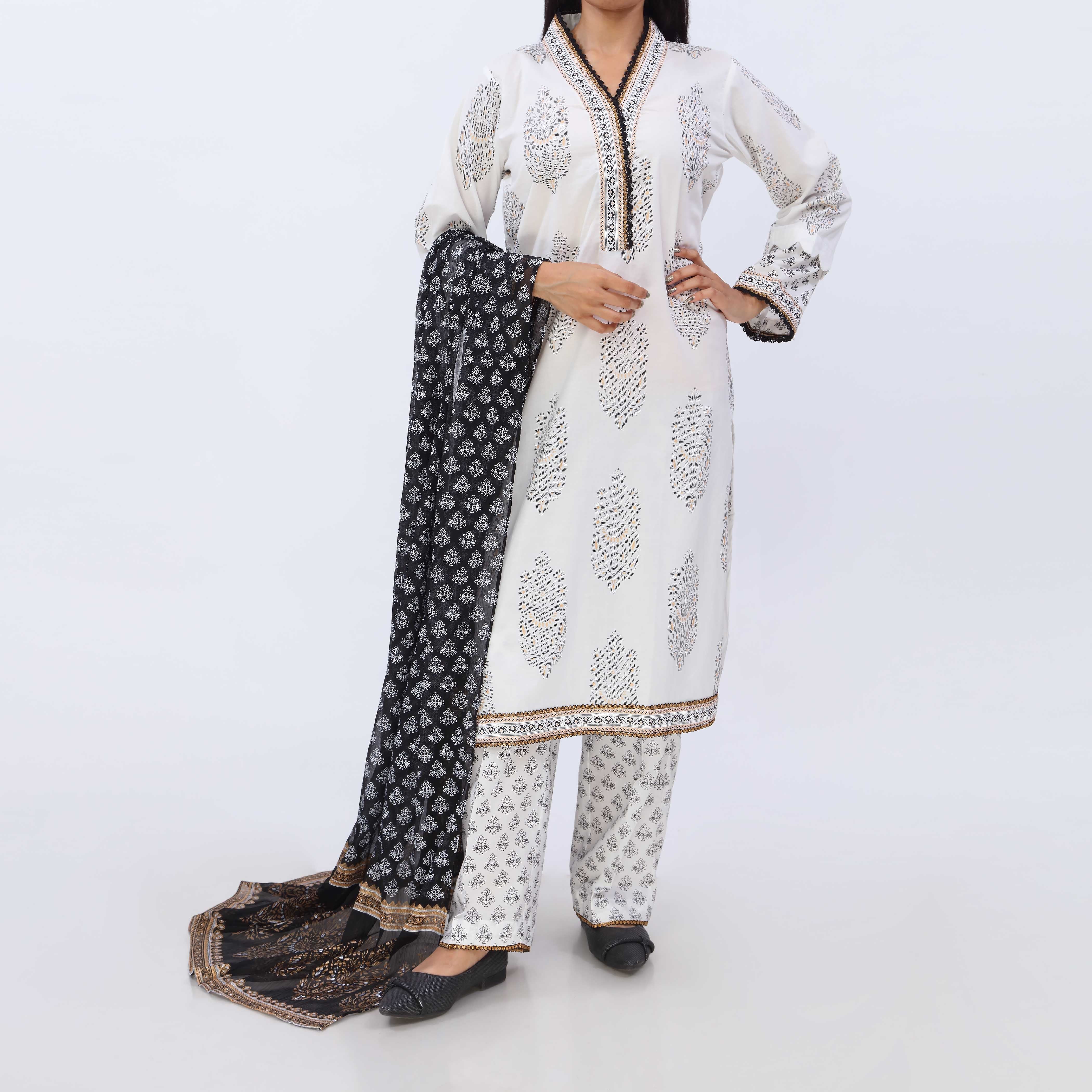 3PC- Printed Cambric Suit PS5155 - Image 2