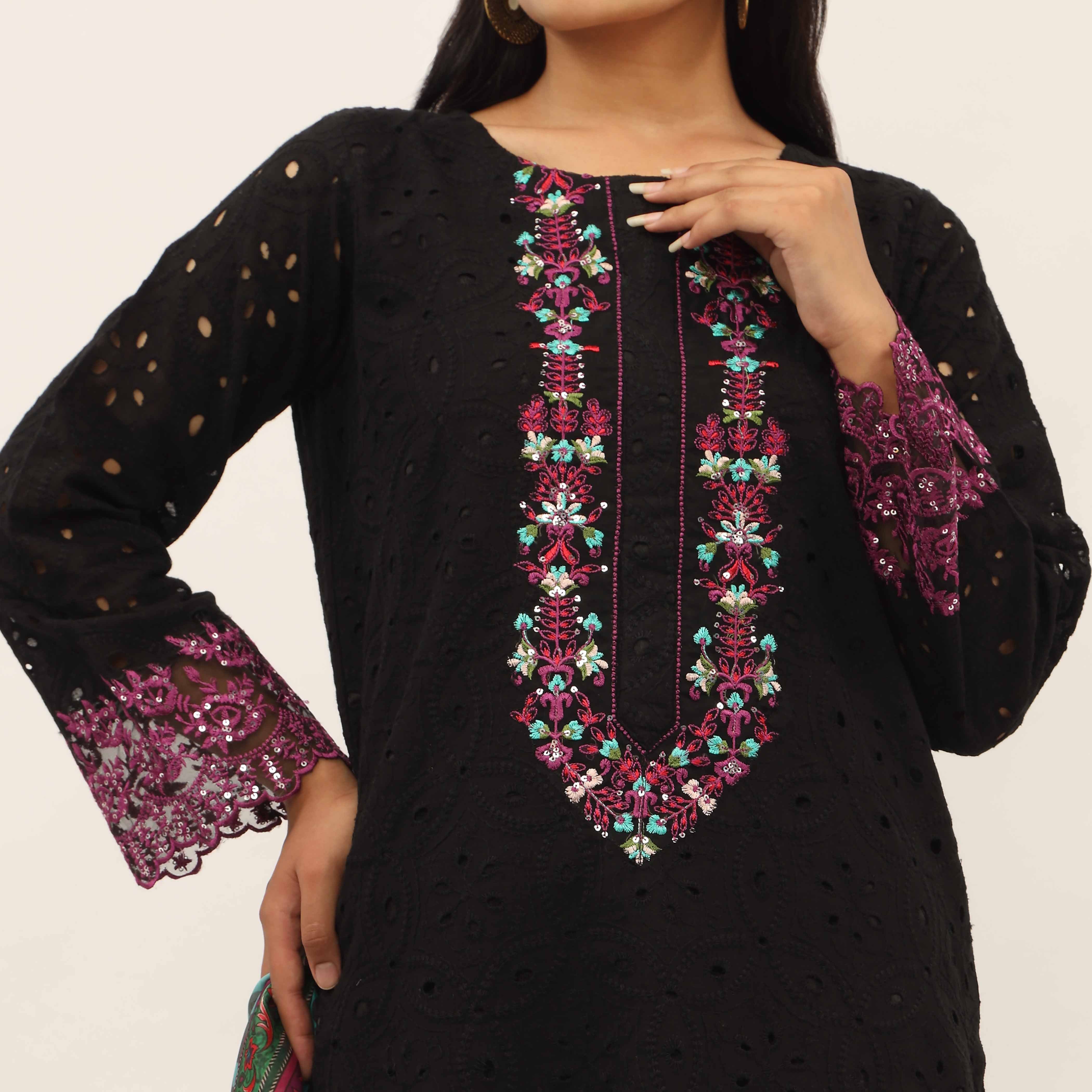 3PC- Schiffly Chikankari Lawn Suit PS5342 - Image 3