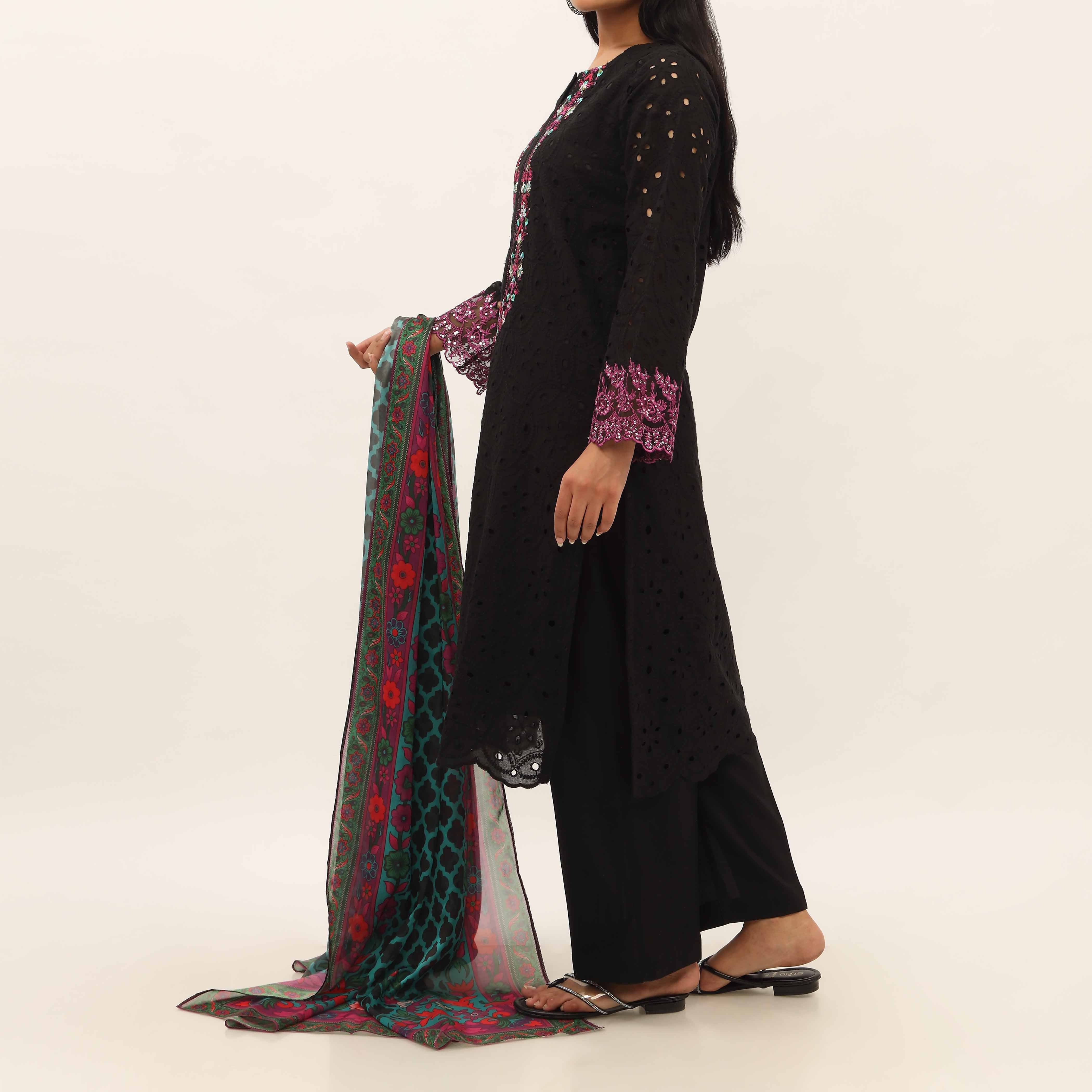3PC- Schiffly Chikankari Lawn Suit PS5342 - Image 4