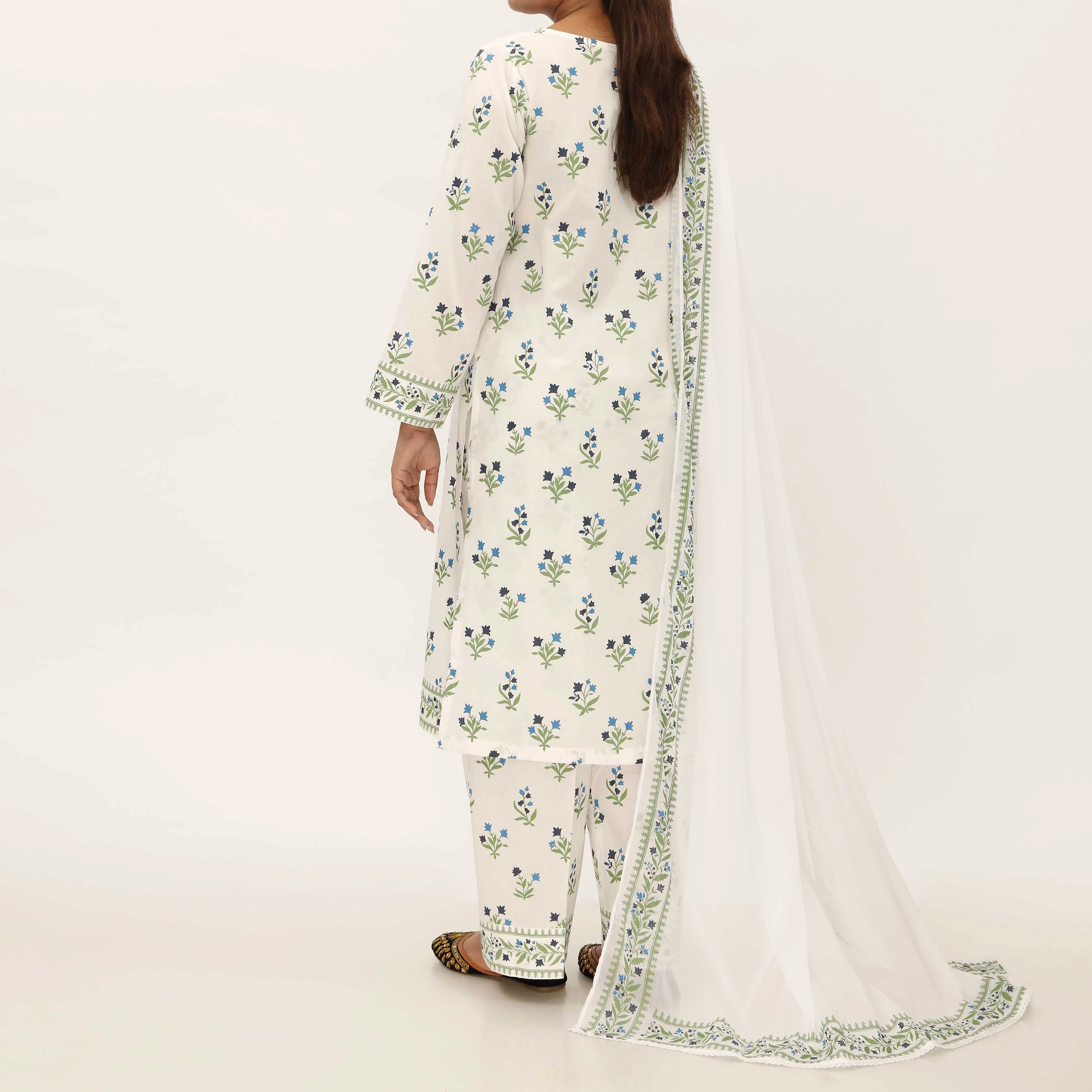 3PC- Screen Printed Cotton Cambric Suit PS5299 - Image 3