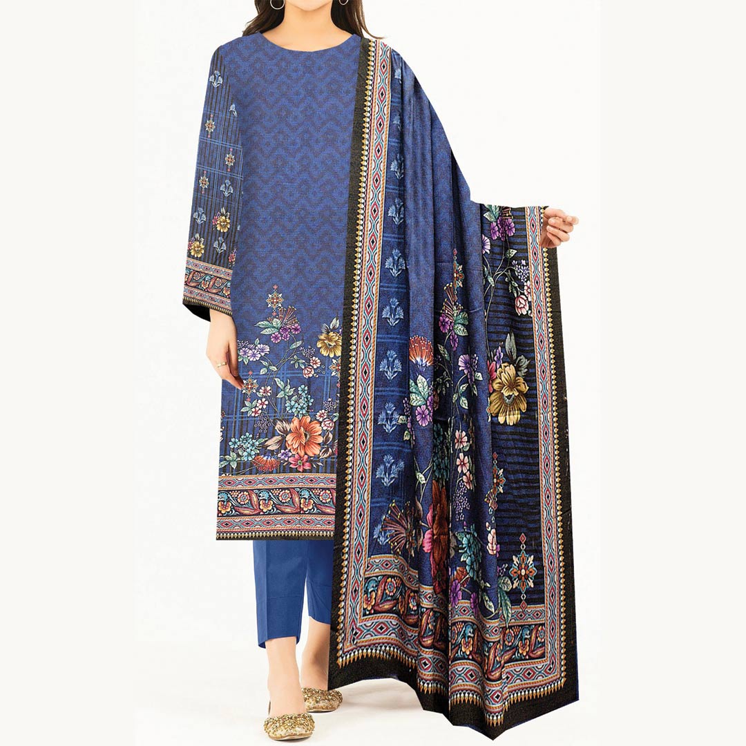 3PC- Unstitched Digital Printed Dhanak Suit PW3365