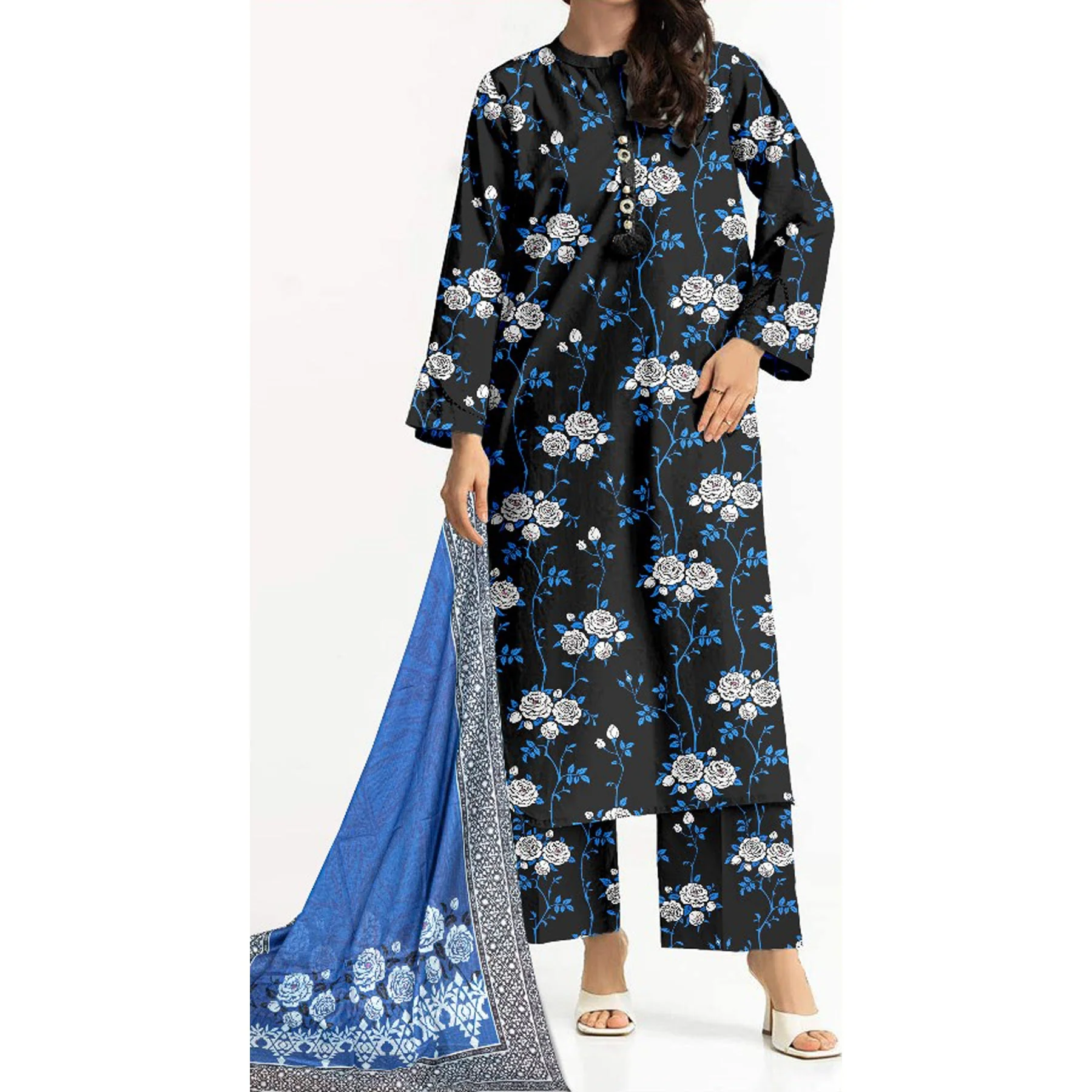 3PC- Unstitched Digital Printed Lawn Suit US5088