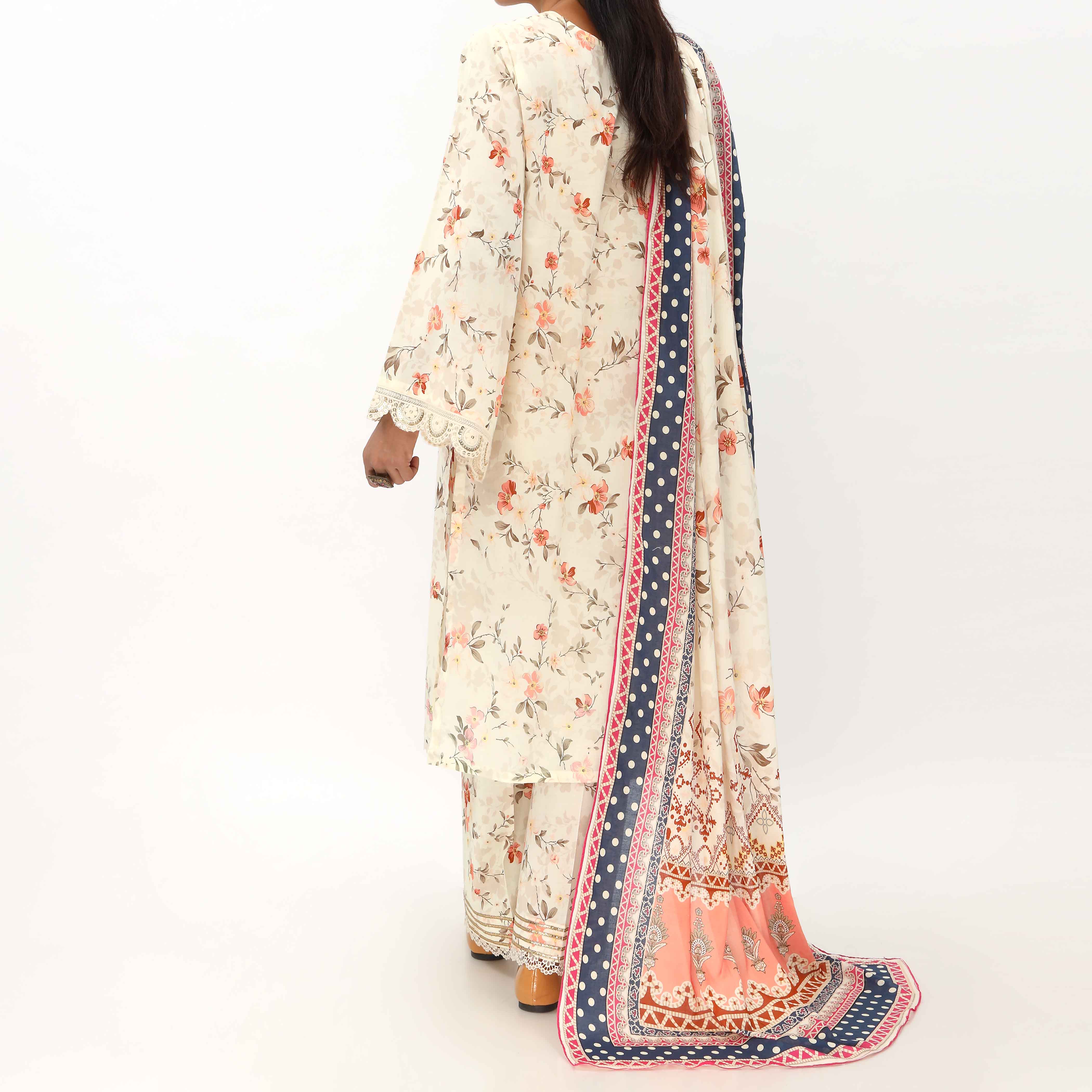 3PC- Unstitched Digital Printed Lawn Suit US5145 - Image 3