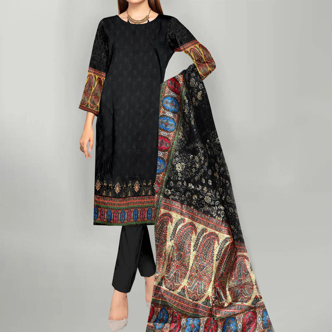 3PC- Unstitched Digital Printed Linen Suit PW3383