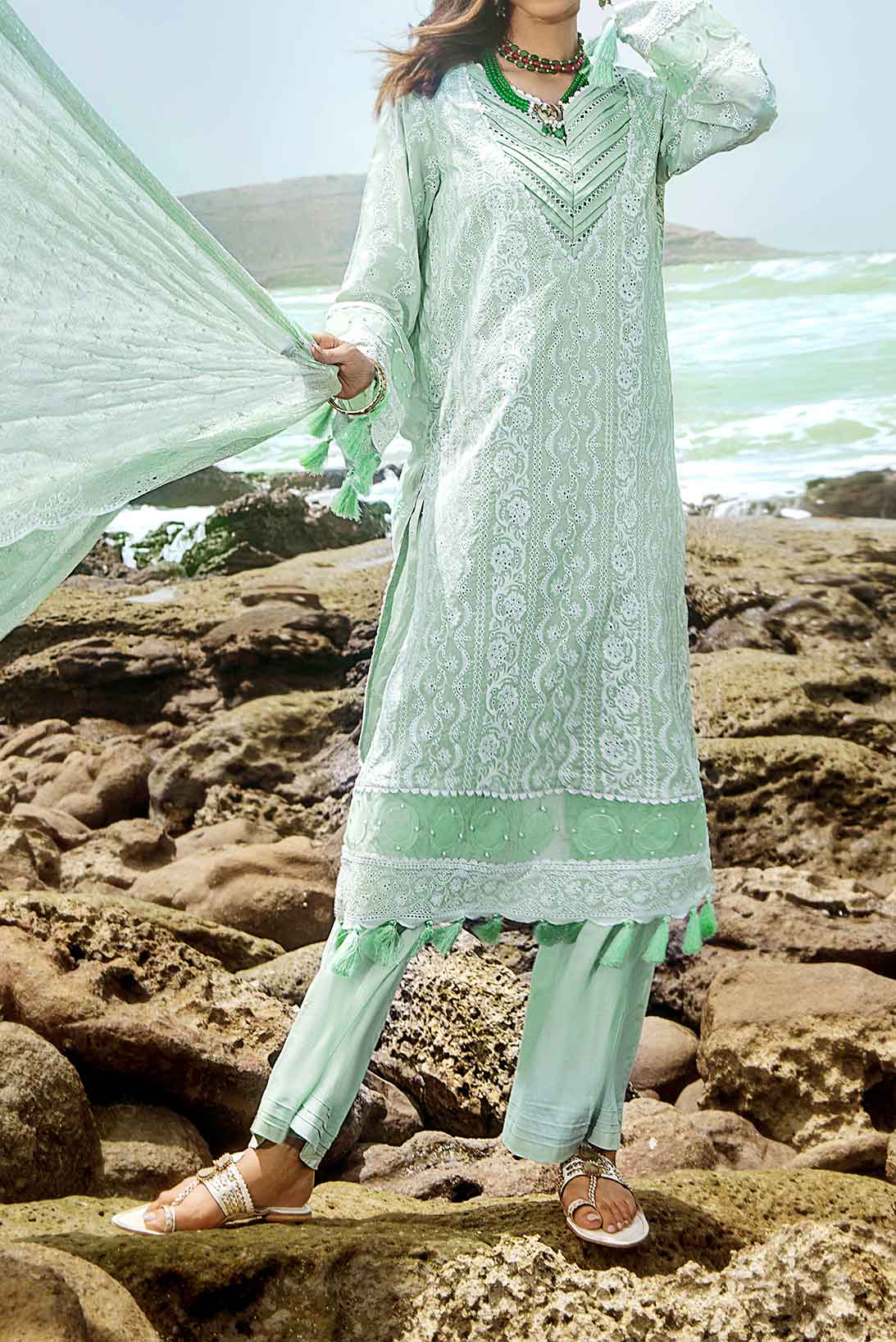 3PC- Unstitched Embroidered Chikankari Suit PW9491
