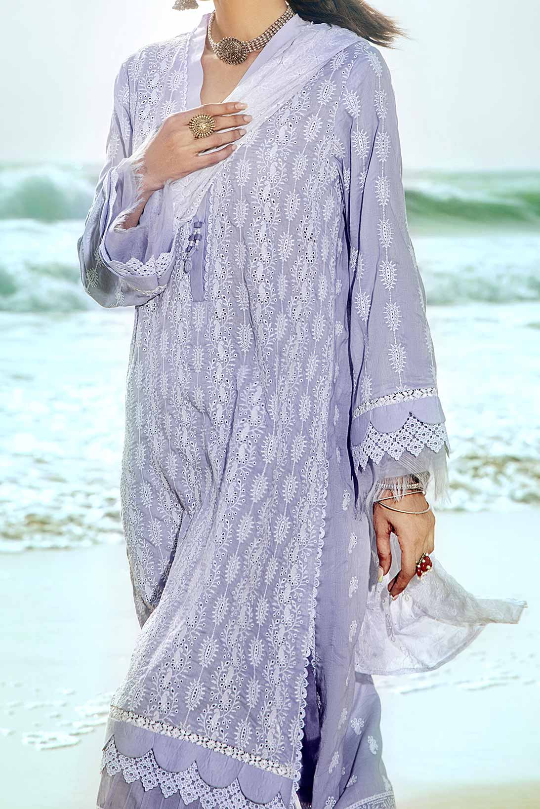3PC- Unstitched Embroidered Chikankari Suit PW9497