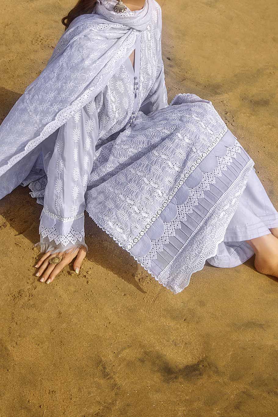 3PC- Unstitched Embroidered Chikankari Suit PW9497 - Image 2