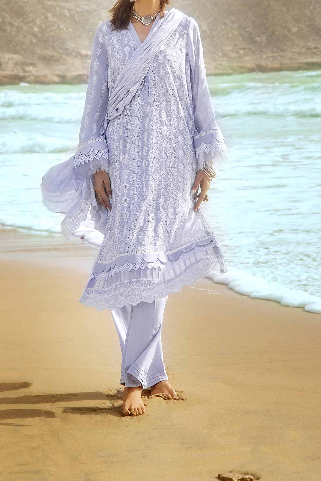 3PC- Unstitched Embroidered Chikankari Suit PW9497 - Image 4