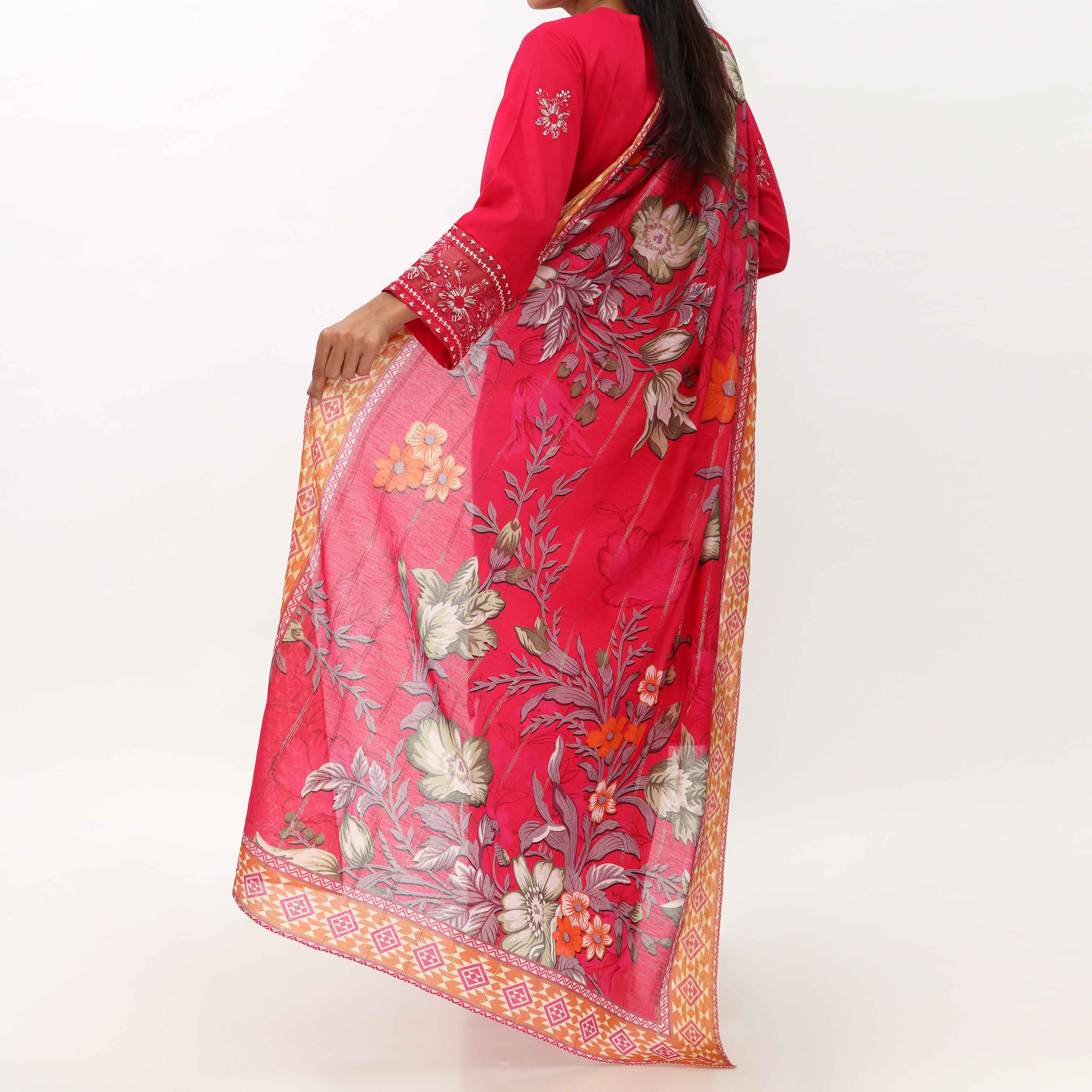 3PC- Unstitched Embroidered Lawn Suit US5350 - Image 3